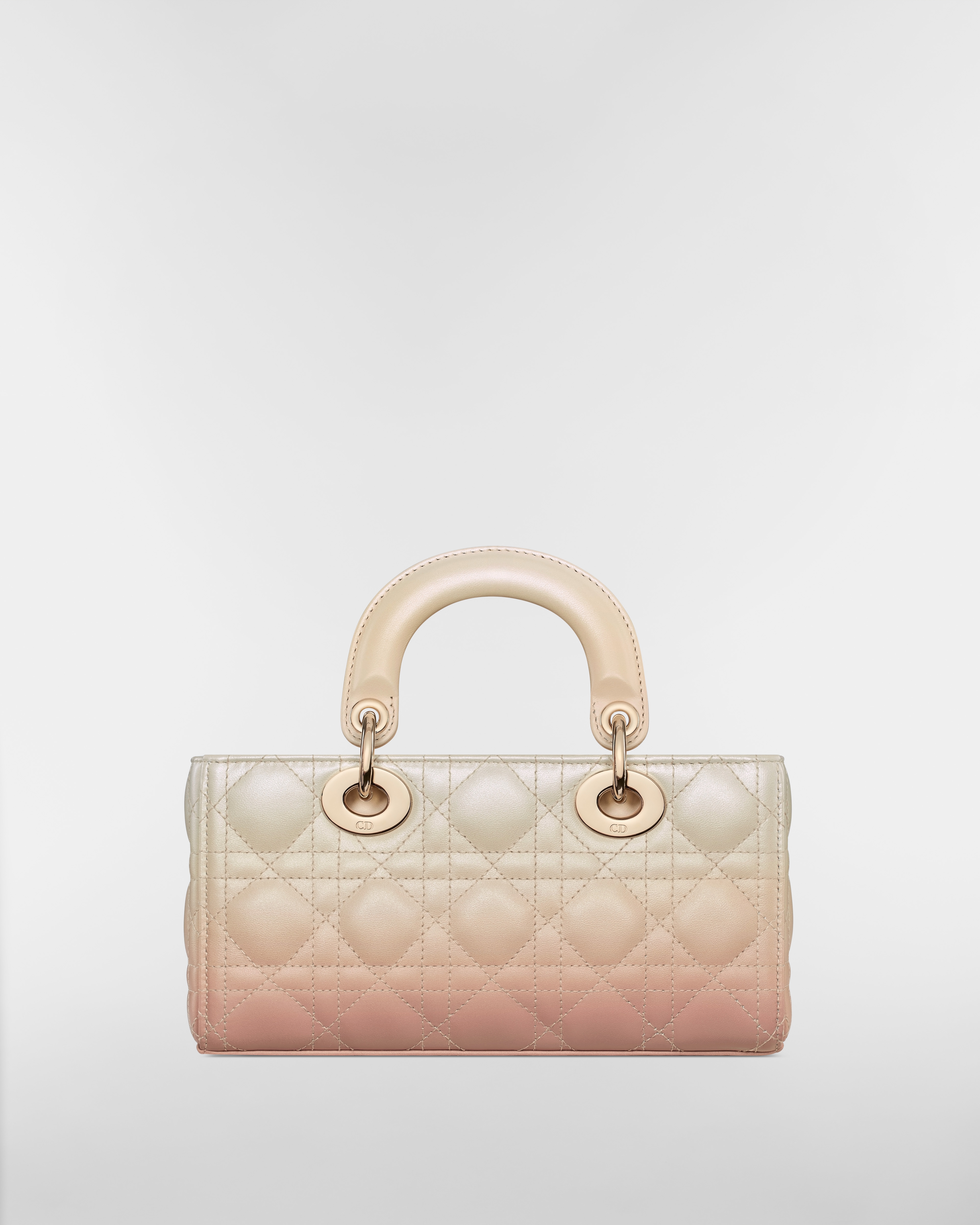 小碼 Lady D-Joy 手袋 粉紅色和奶白色漸變 Cannage 藤格紋圖案羊皮 E08