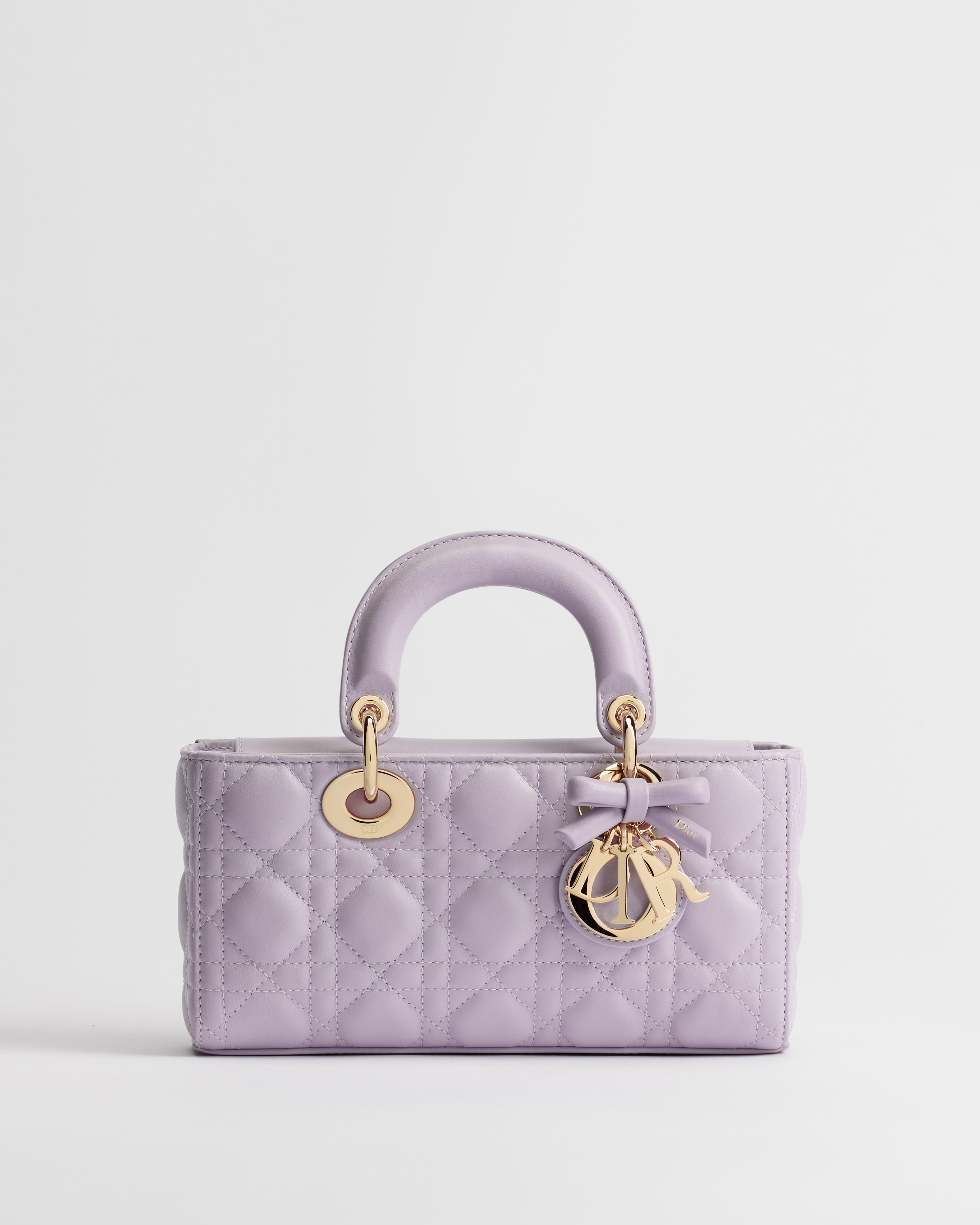 Bolsa Lady D-Joy pequena Pele de cordeiro Cannage lilás E01