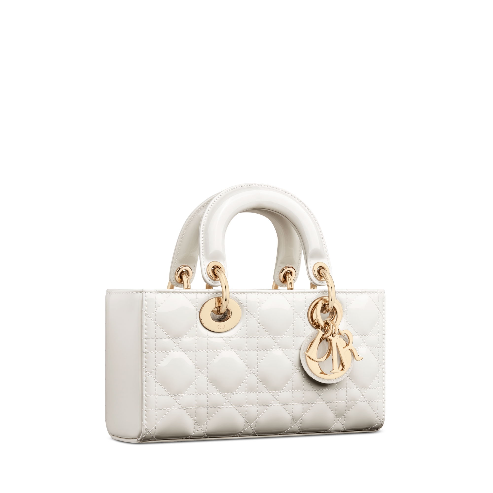 Lady D-Joy 스몰 백 라떼 페이턴트 까나쥬 송아지 가죽 E03