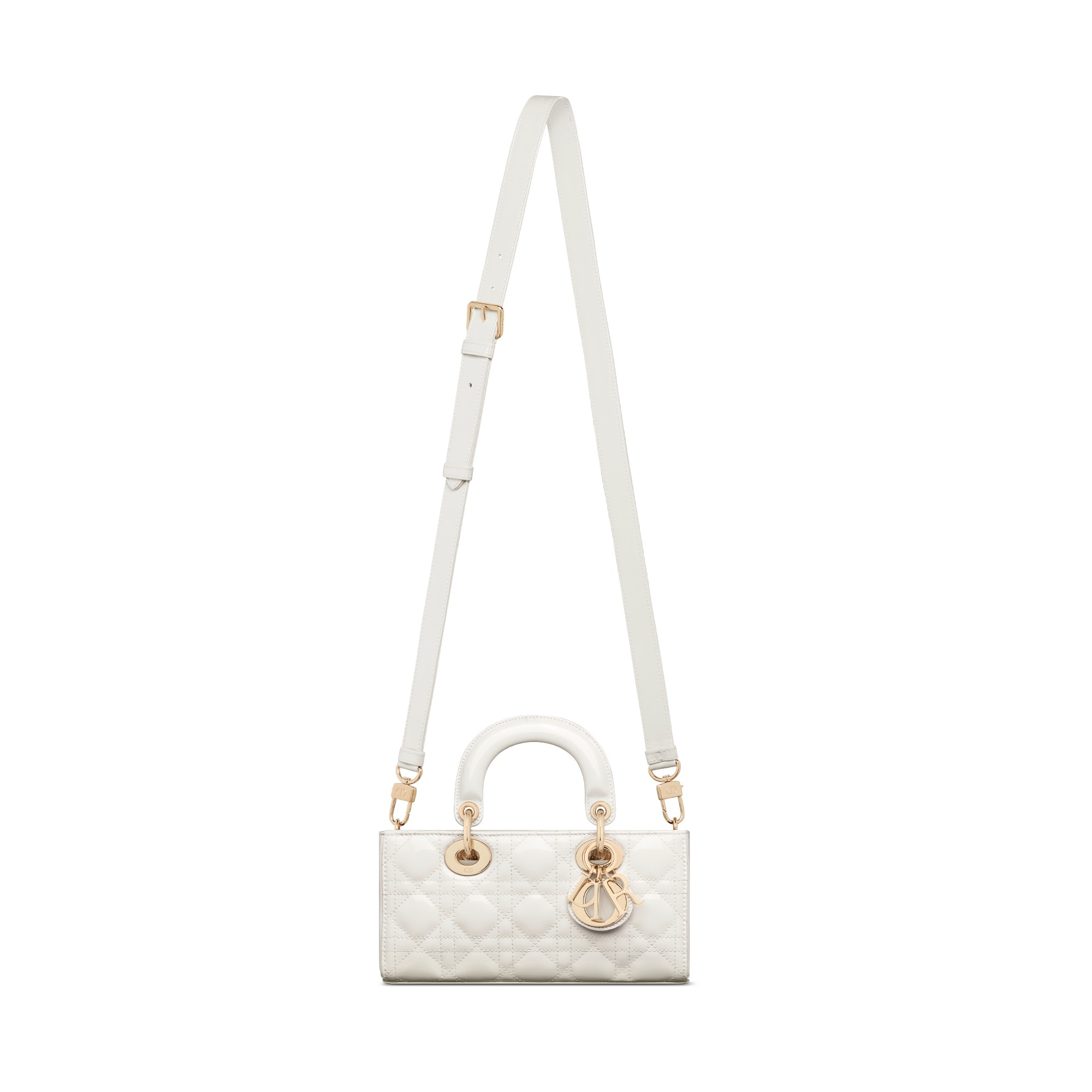 Lady D-Joy 스몰 백 라떼 페이턴트 까나쥬 송아지 가죽 E07