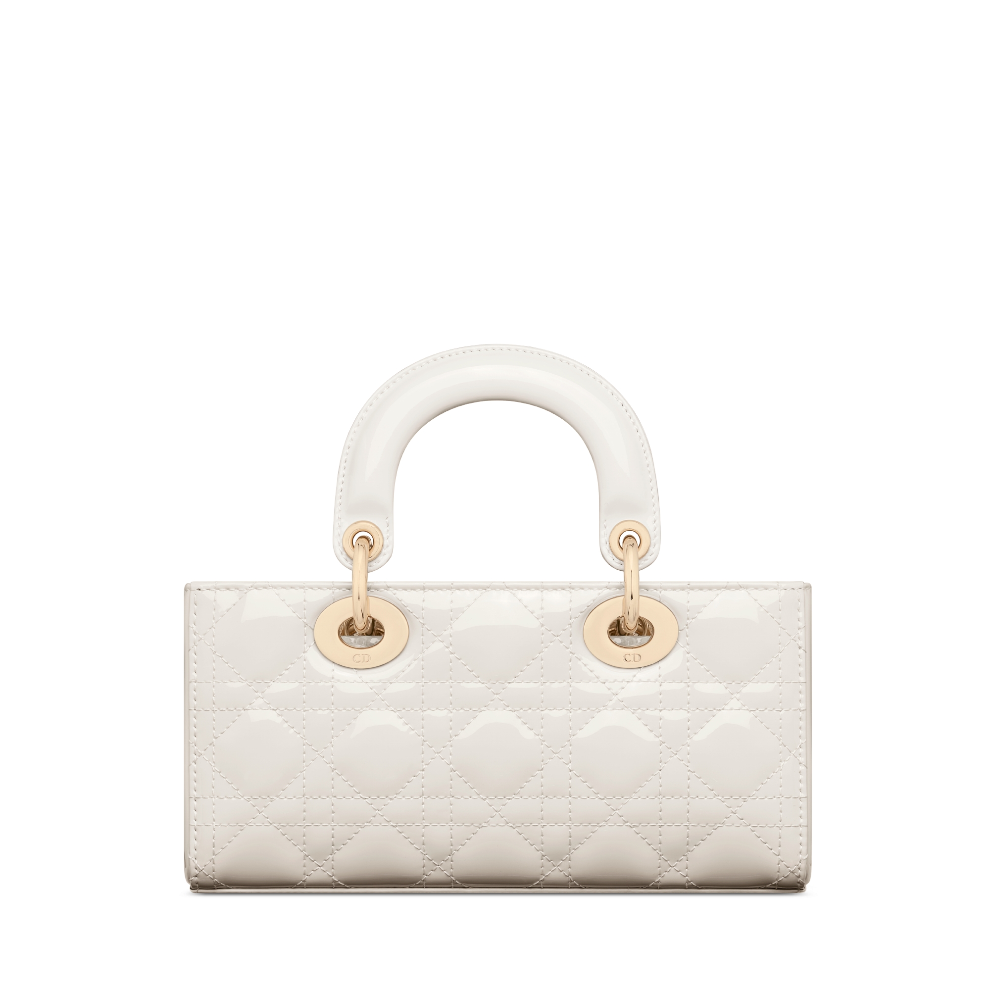 Lady D-Joy 스몰 백 라떼 페이턴트 까나쥬 송아지 가죽 E08