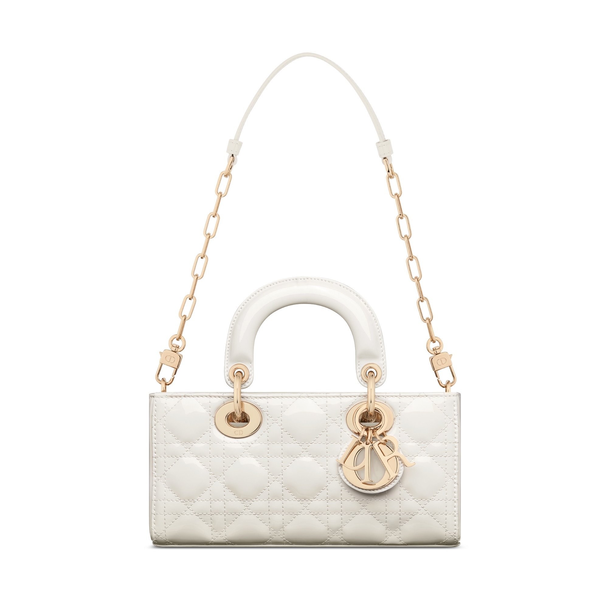 Lady D-Joy 스몰 백 라떼 페이턴트 까나쥬 송아지 가죽 E10