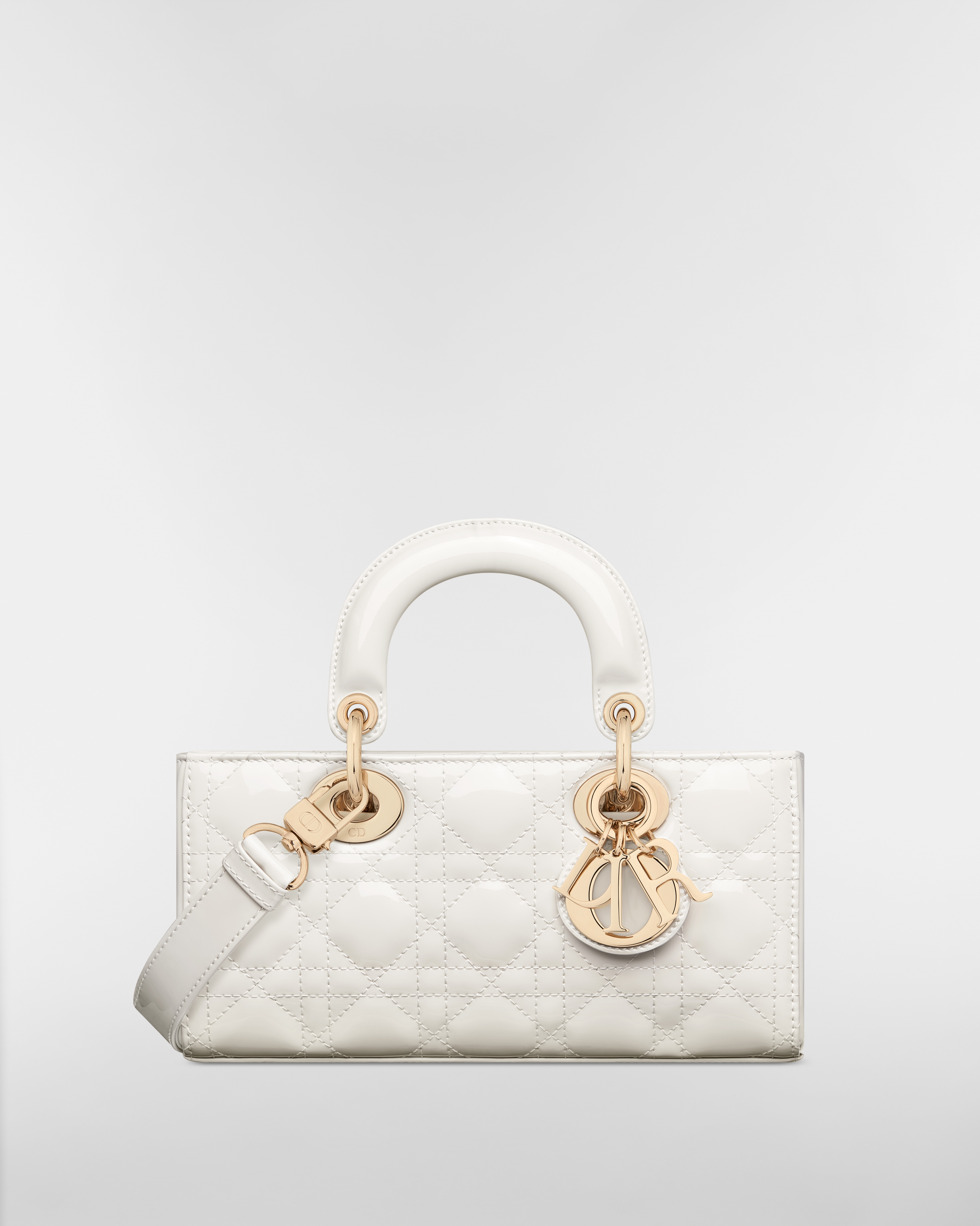 Small Lady D-Joy Bag Latte Patent Cannage Calfskin E01