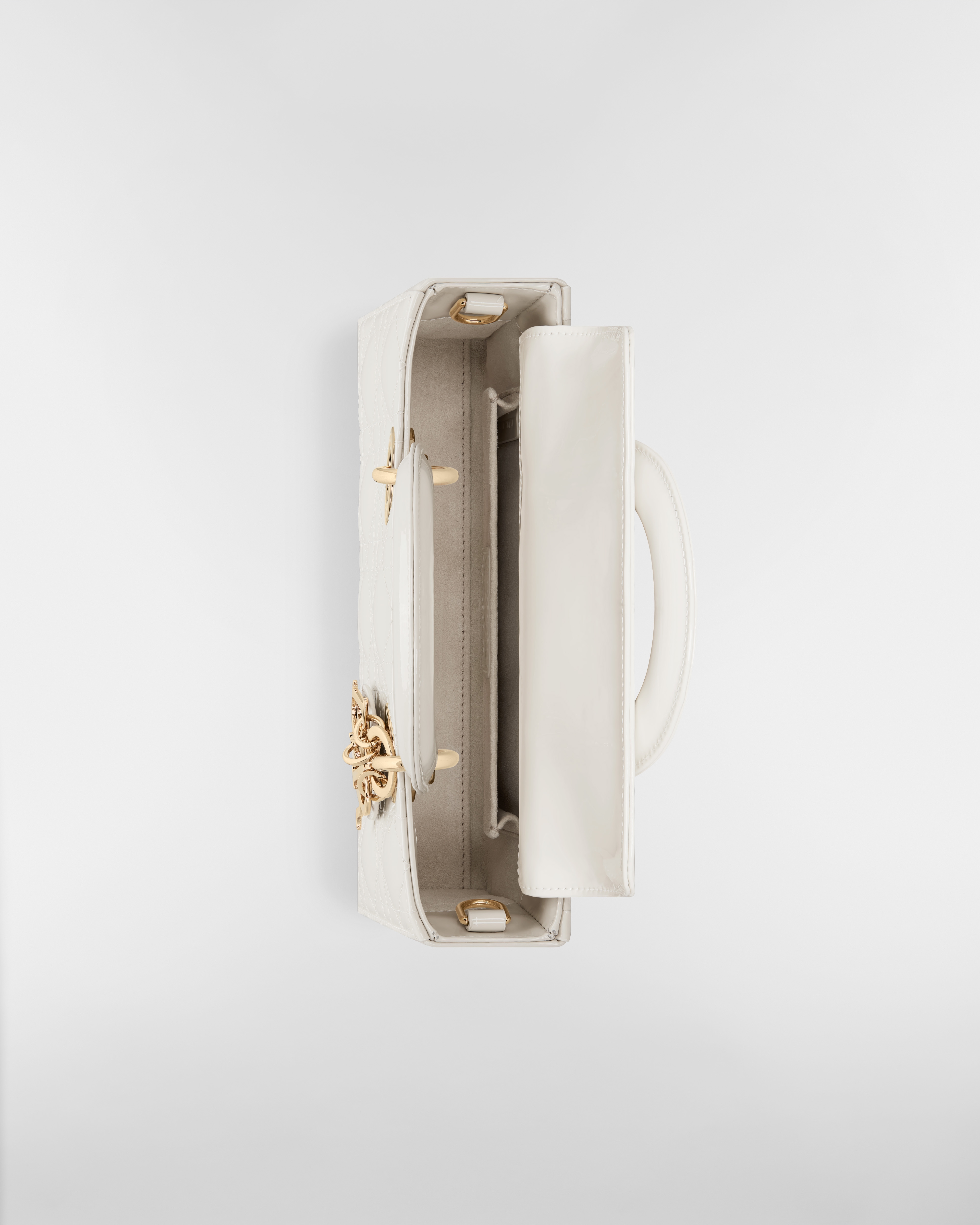 Small Lady D-Joy Bag Latte Patent Cannage Calfskin E06