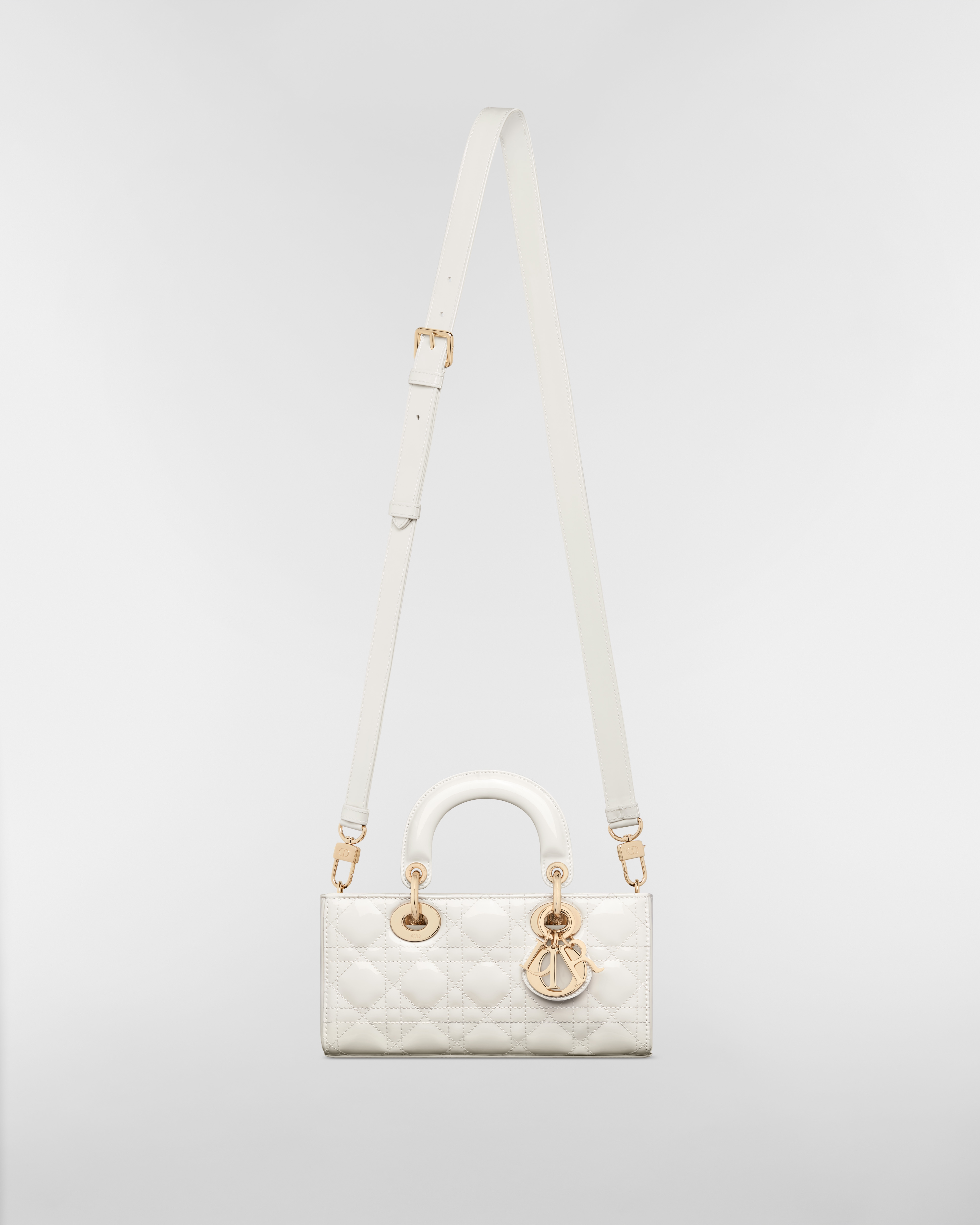 Small Lady D-Joy Bag Latte Patent Cannage Calfskin E07