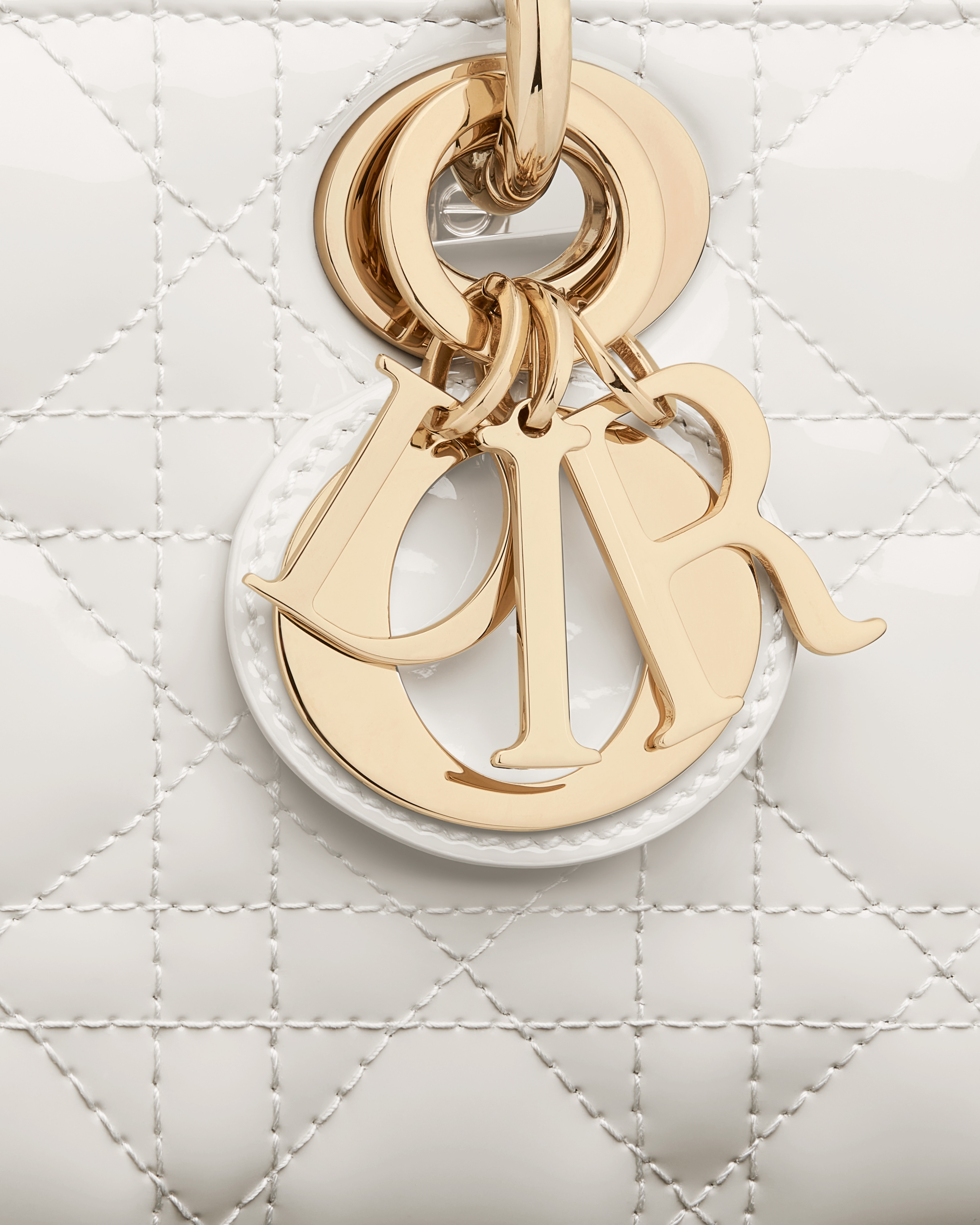 Small Lady D-Joy Bag Latte Patent Cannage Calfskin E09