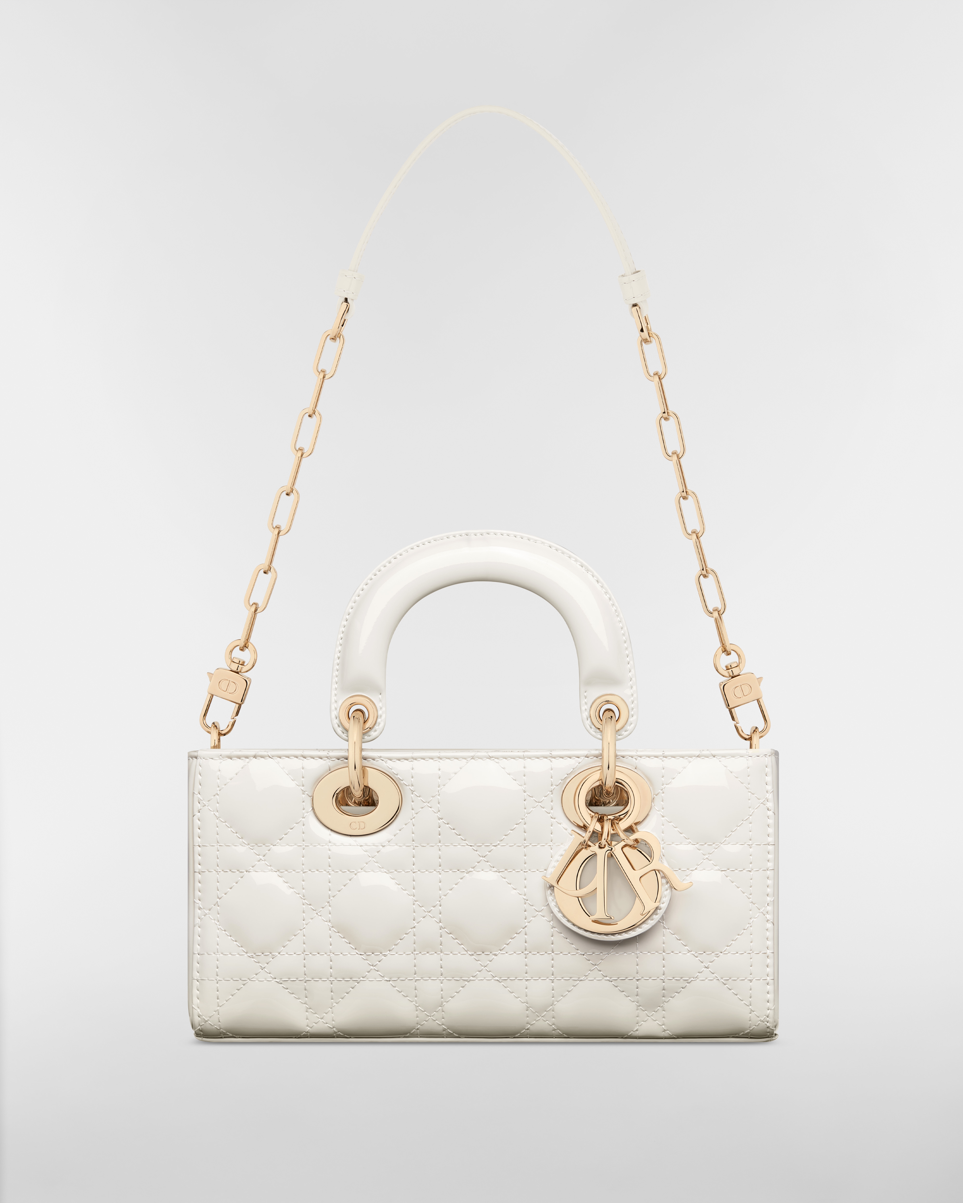 Small Lady D-Joy Bag Latte Patent Cannage Calfskin E10