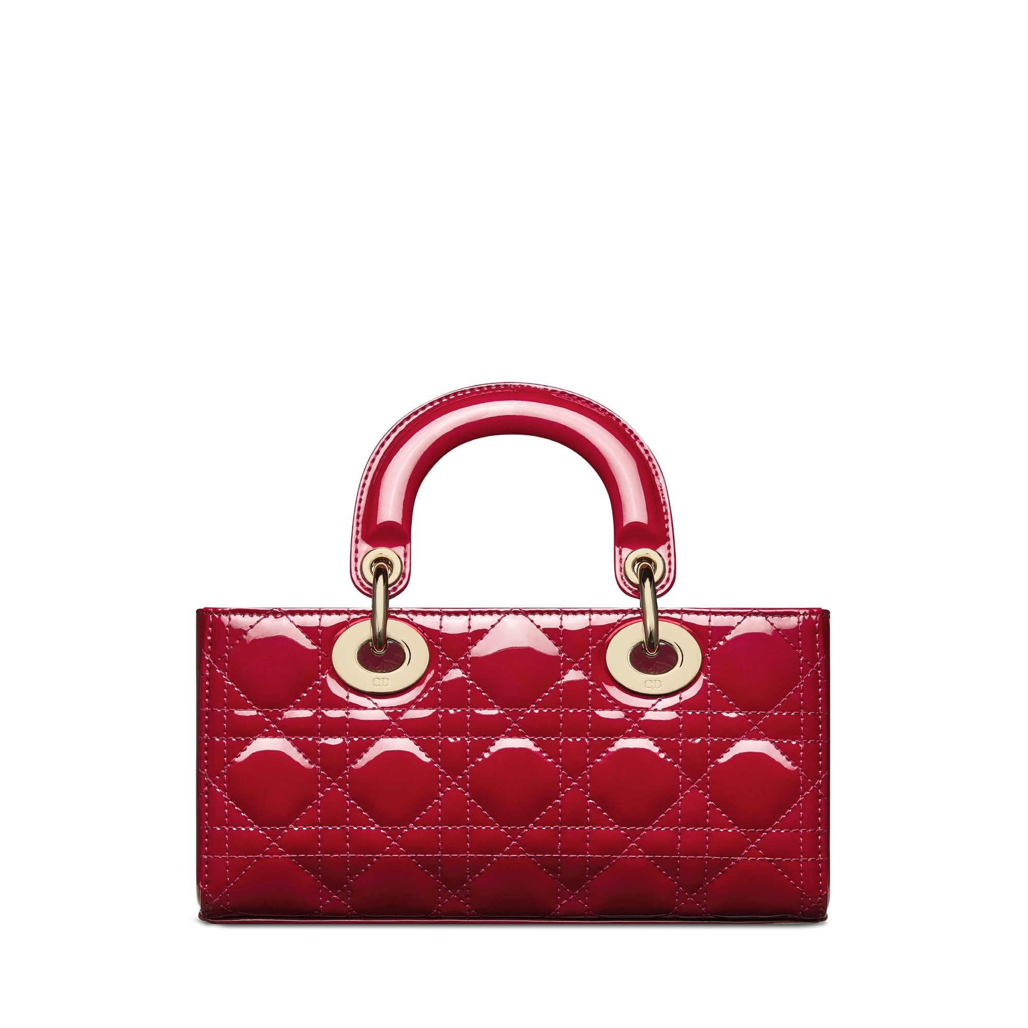 حقيبة Lady D-Joy بالحجم الصغير جلد العجل اللمّاع مع نمط كاناج باللون الأحمر الكرزي E08