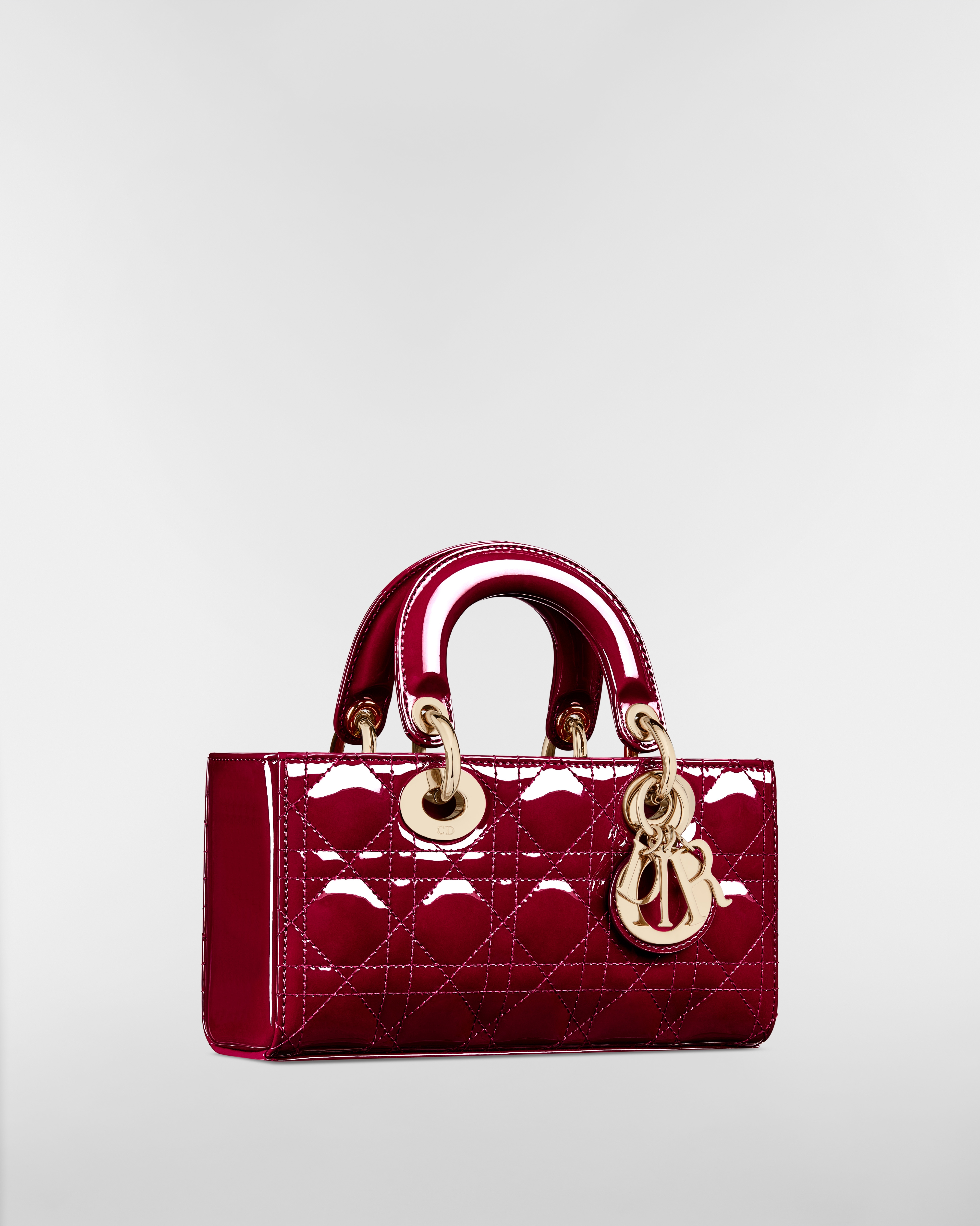 Small Lady D-Joy Bag Cherry Red Patent Cannage Calfskin E03