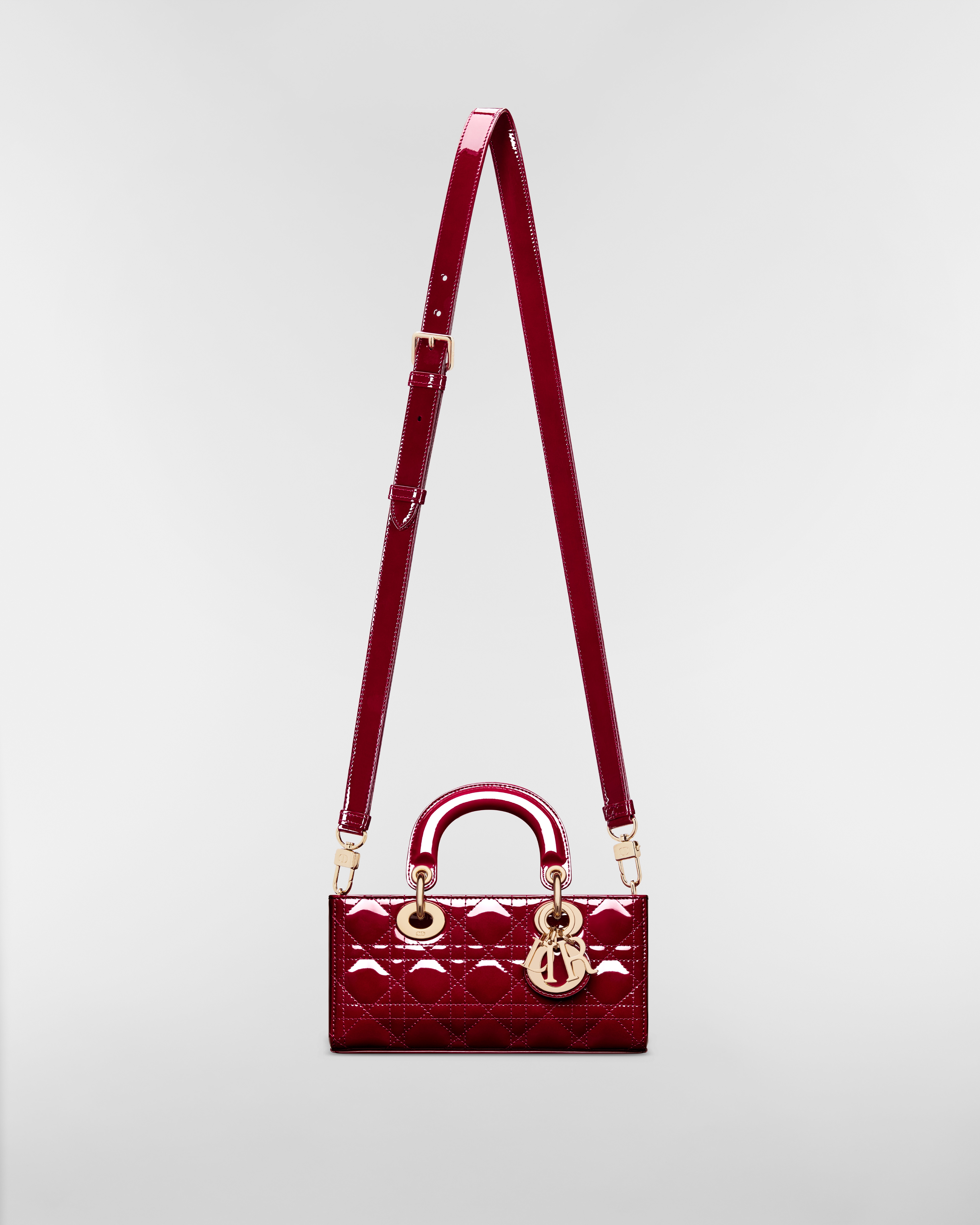 Small Lady D-Joy Bag Cherry Red Patent Cannage Calfskin E07