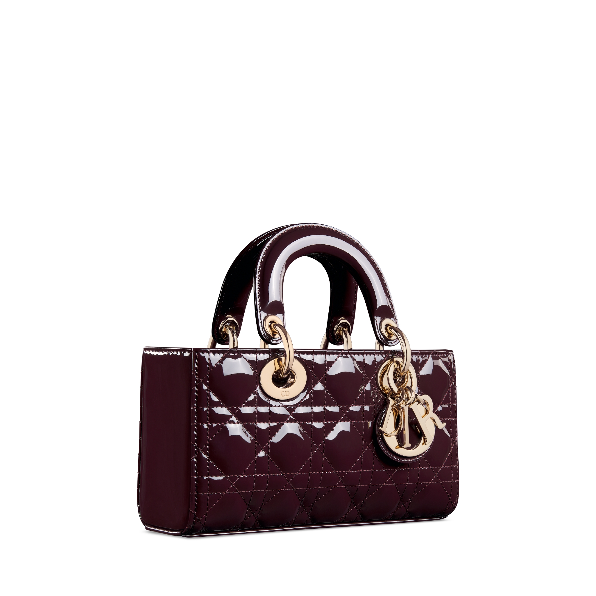 Kleine Lady D-Joy-tas Pruimkleurig patent kalfsleer met Cannage-motief E03