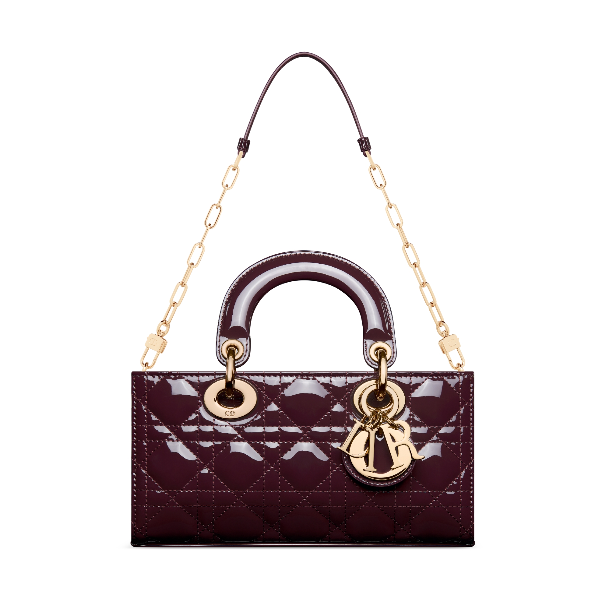 Kleine Lady D-Joy-tas Pruimkleurig patent kalfsleer met Cannage-motief E10