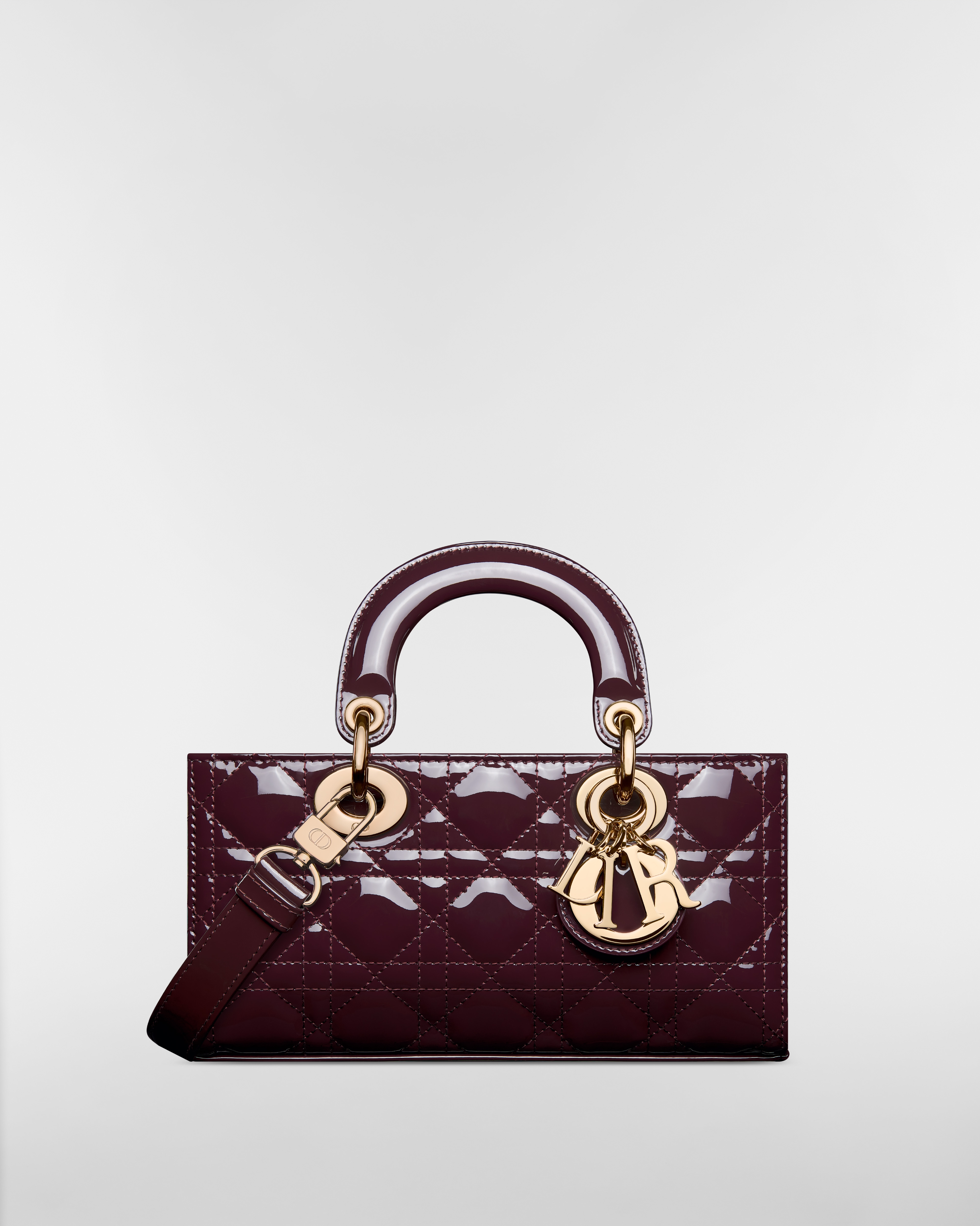 Small Lady D-Joy Bag Plum Patent Cannage Calfskin E01