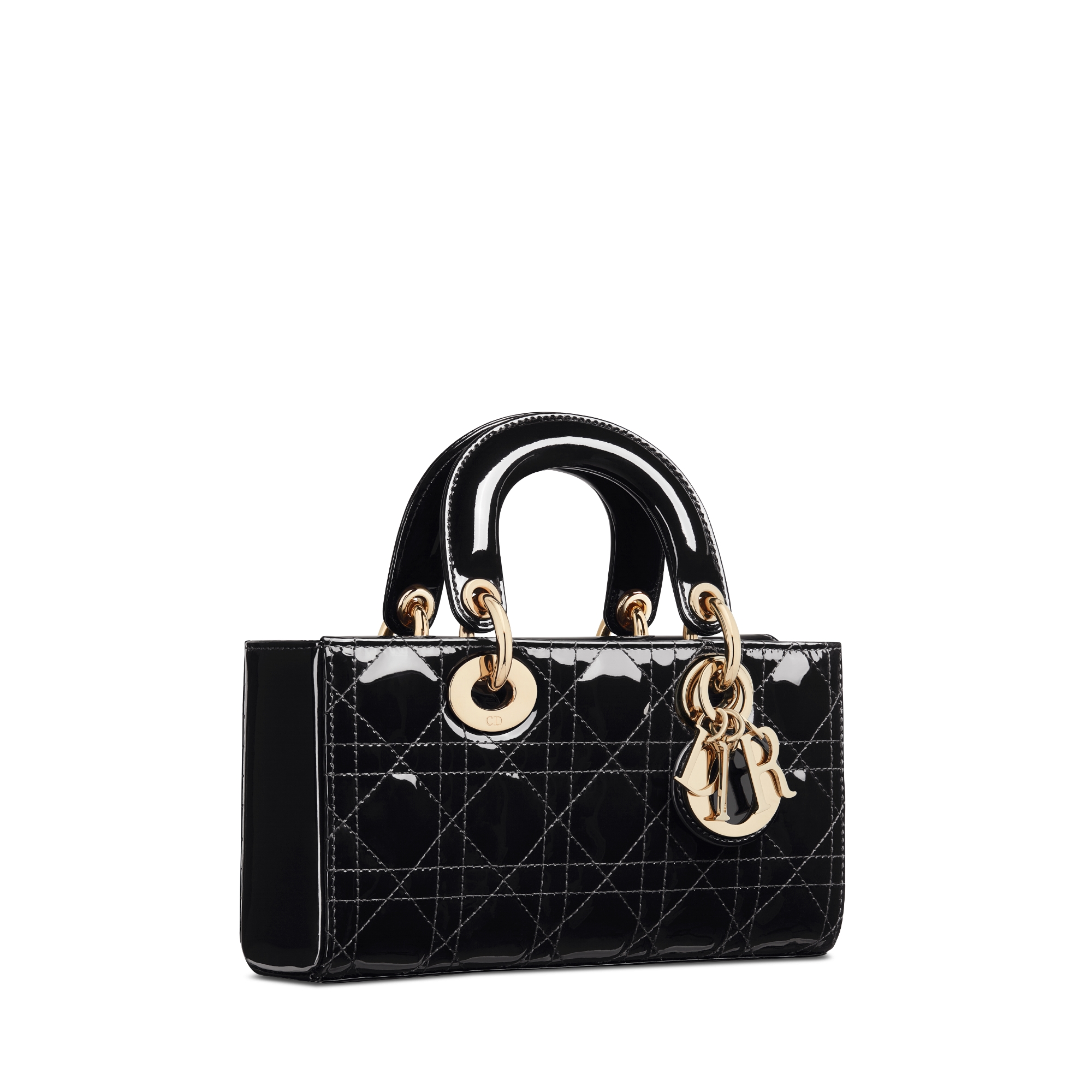 Kleine Lady D-Joy Tasche Cannage Kalbslackleder in Schwarz E03