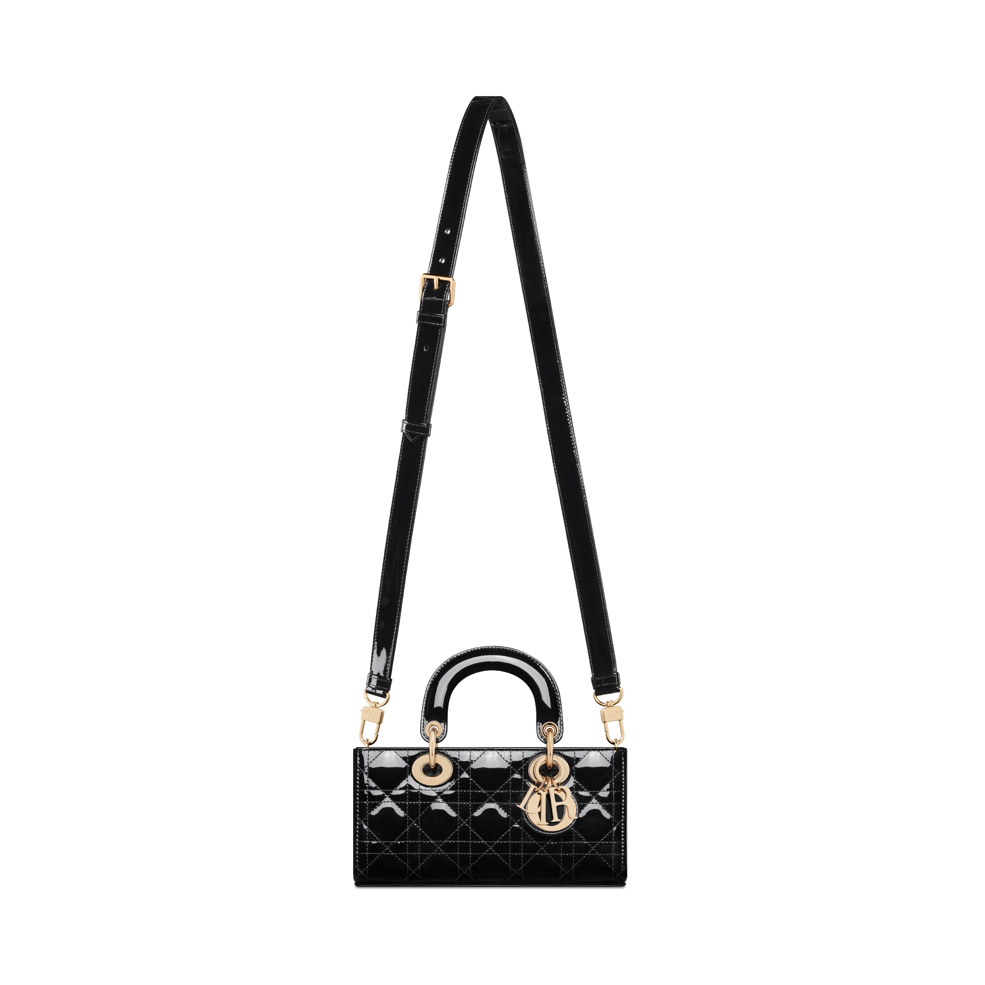 Kleine Lady D-Joy Tasche Cannage Kalbslackleder in Schwarz E07