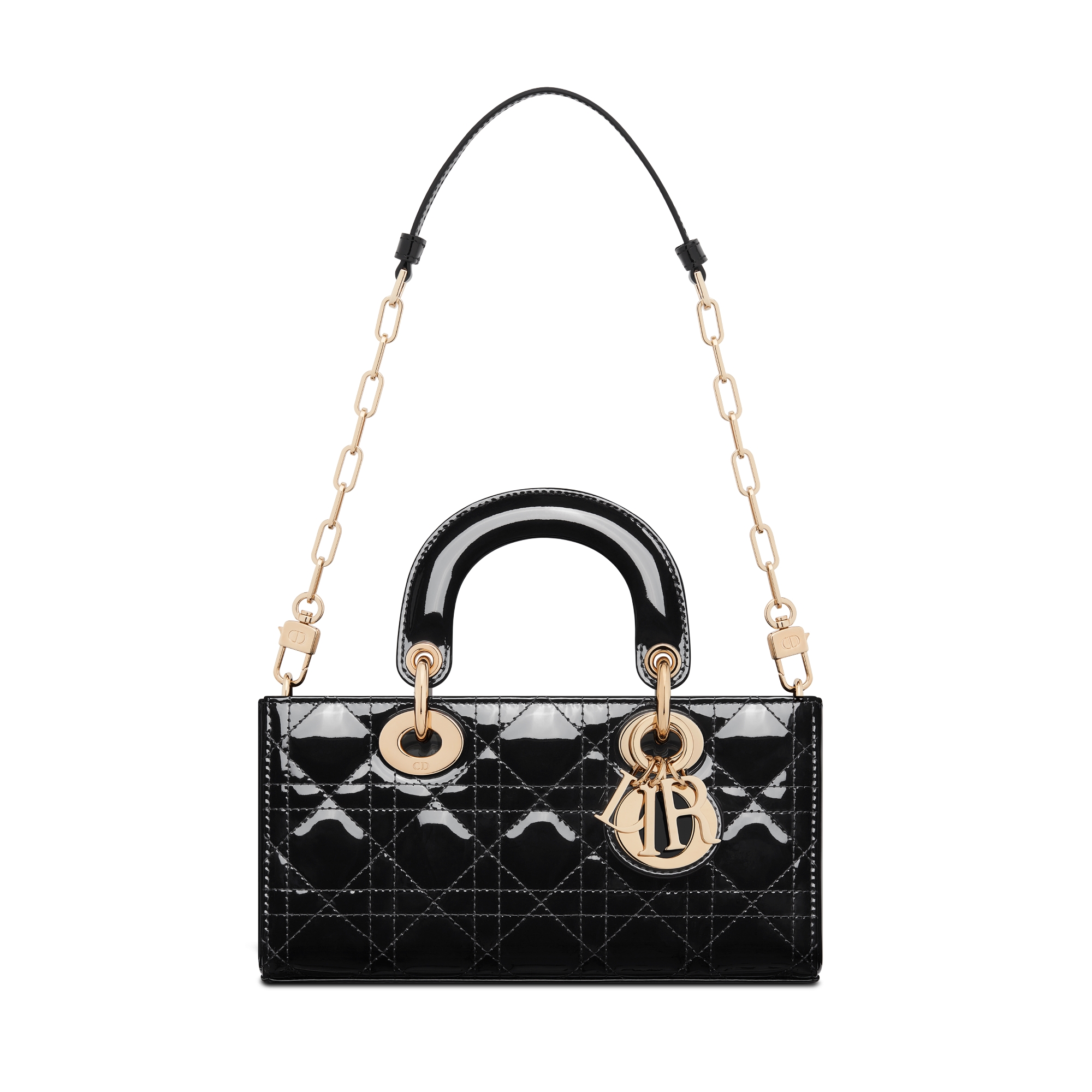 Kleine Lady D-Joy Tasche Cannage Kalbslackleder in Schwarz E10