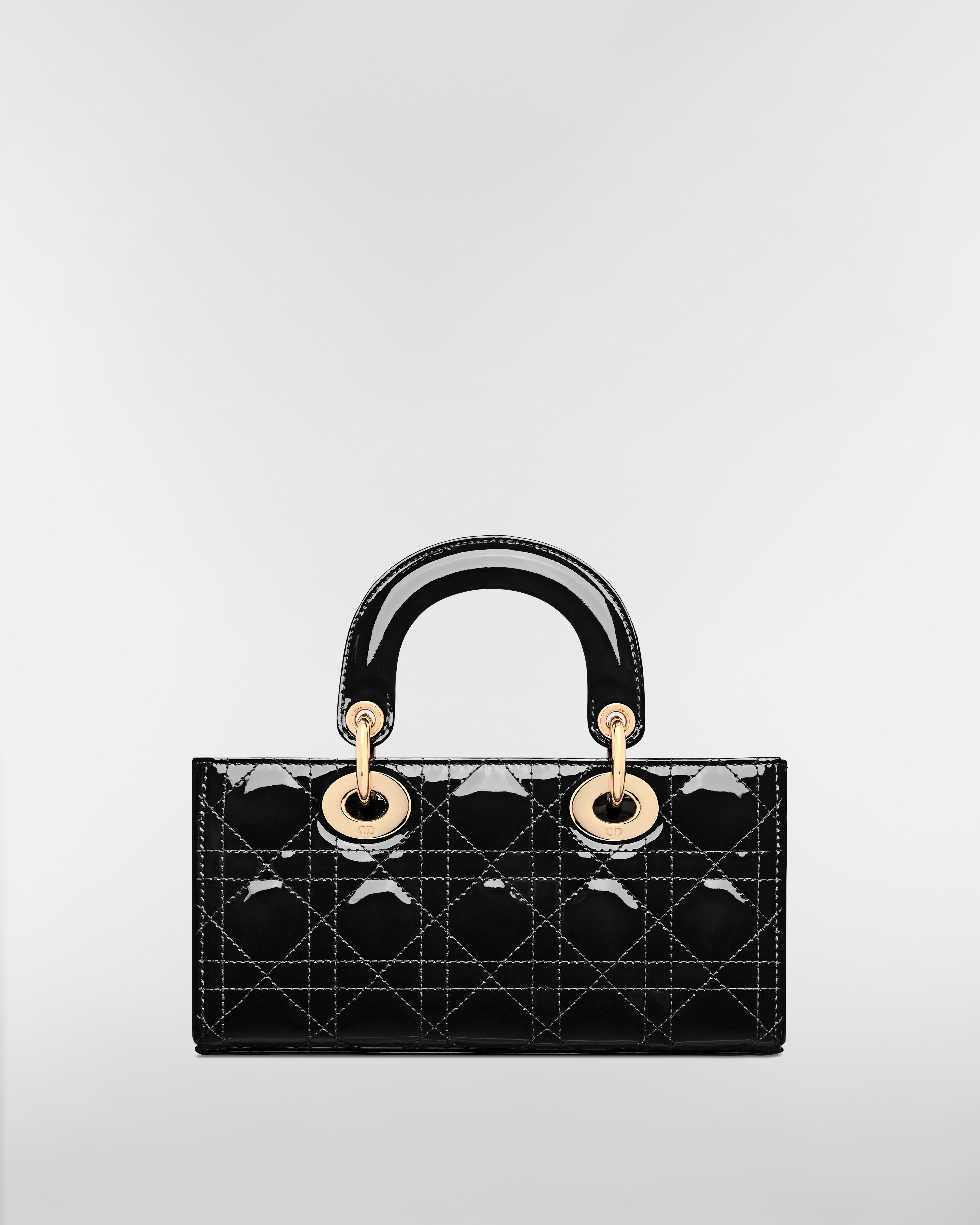 Small Lady D-Joy Bag Black Patent Cannage Calfskin E08