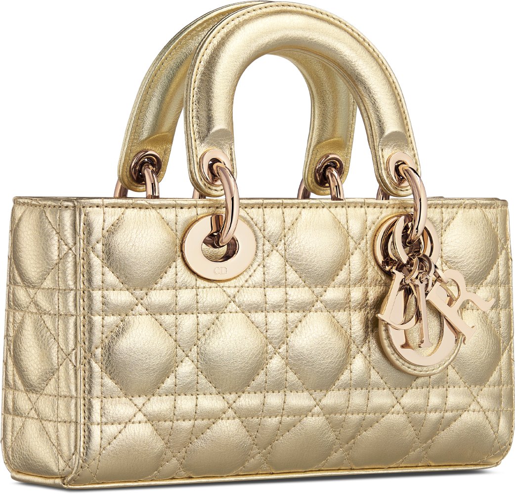 Small Lady D Joy Bag Metallic Gold Tone Cannage Calfskin DIOR