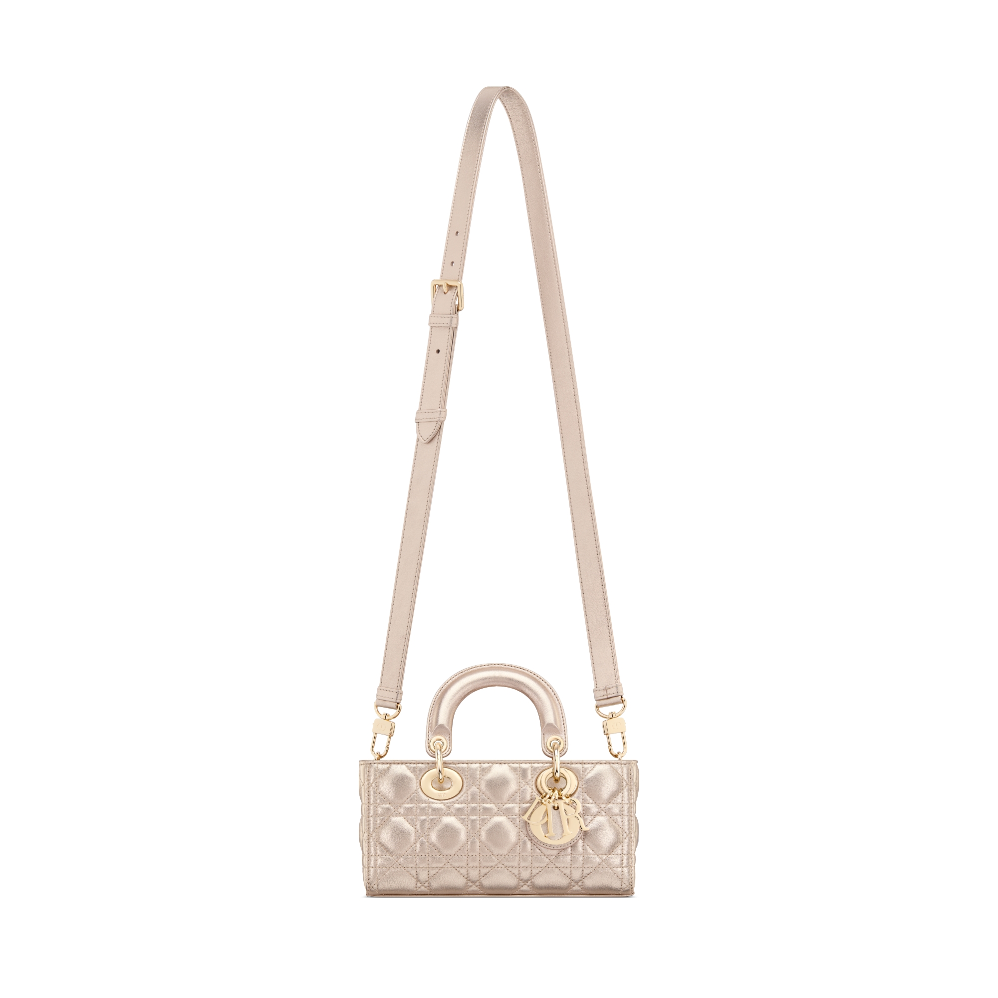 Sac Lady D-Joy Small Cuir de veau Cannage doré pâle métallisé E07