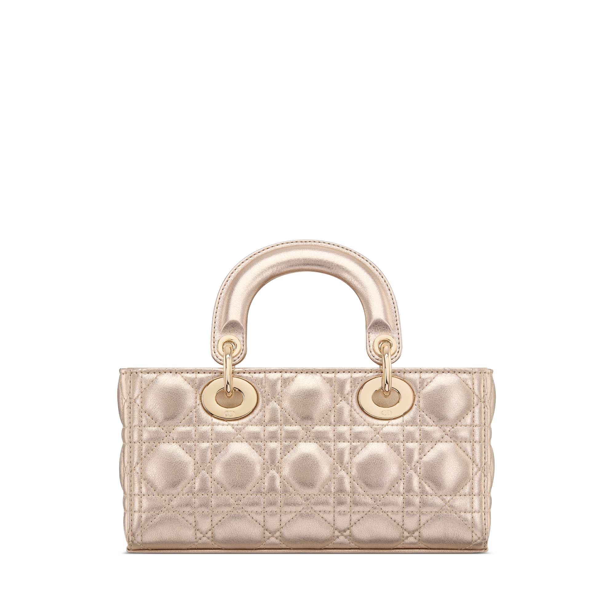 Sac Lady D-Joy Small Cuir de veau Cannage doré pâle métallisé E08