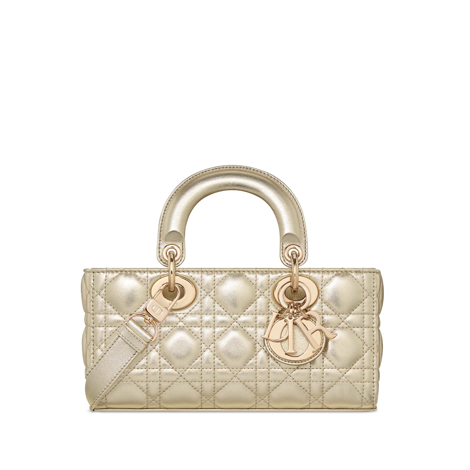 Small Lady D-Joy Bag Metallic Gold-Tone Cannage Calfskin E01