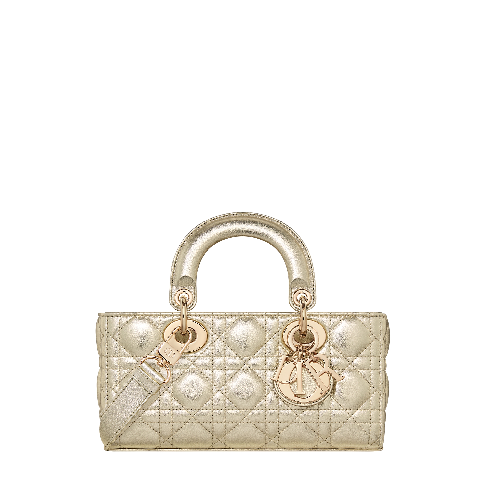 Small Lady D-Joy Bag Metallic Gold-Tone Cannage Calfskin E01