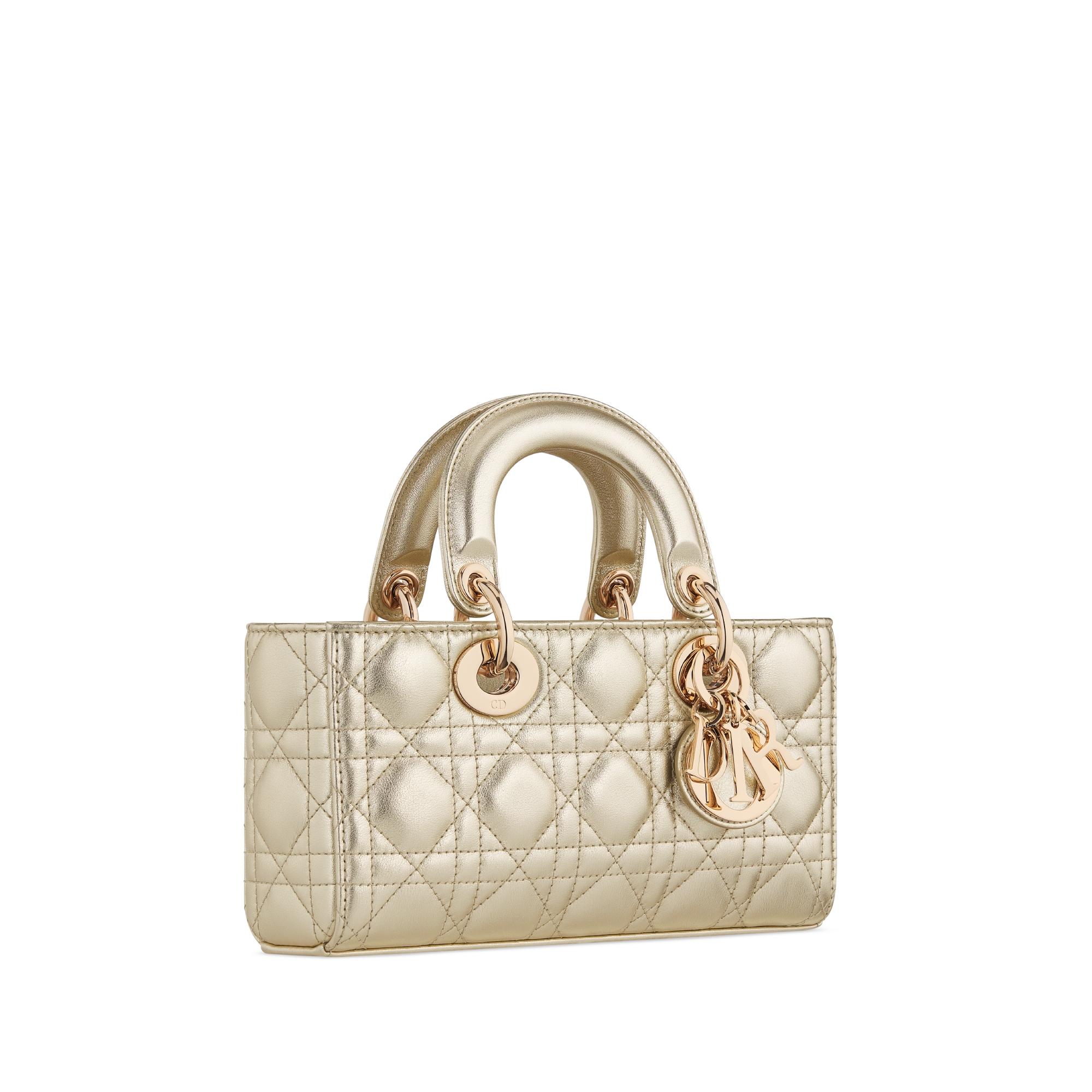 Small Lady D-Joy Bag Metallic Gold-Tone Cannage Calfskin E03