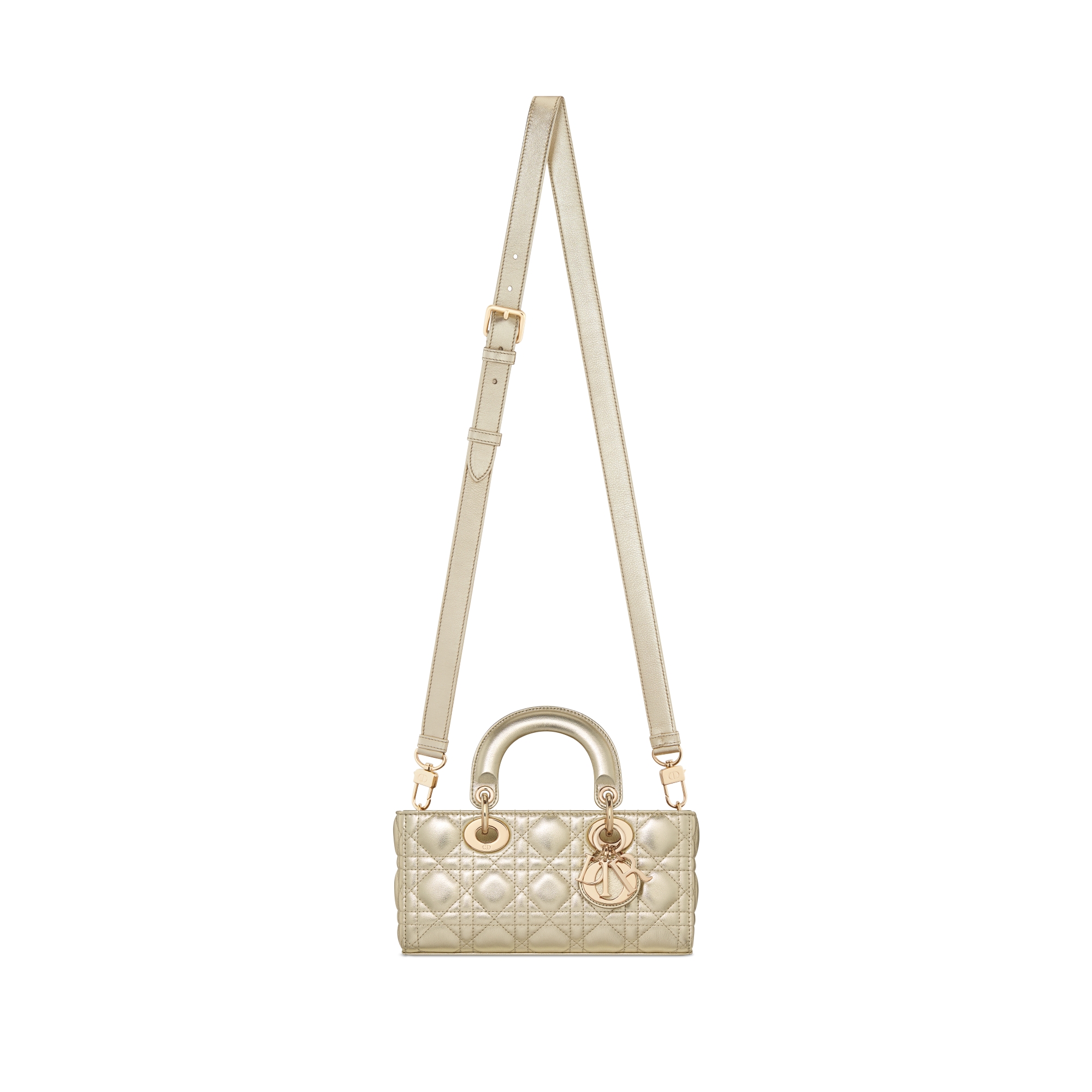 Small Lady D-Joy Bag Metallic Gold-Tone Cannage Calfskin E07