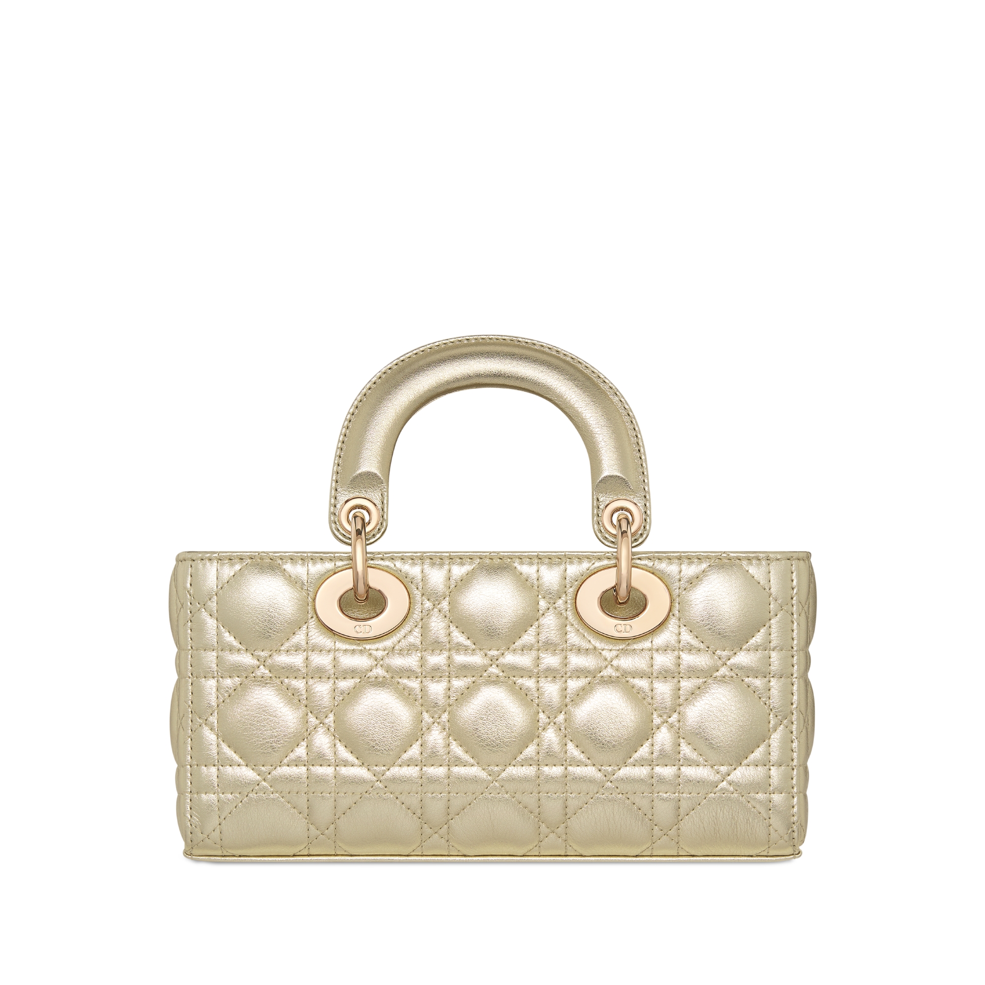 Small Lady D-Joy Bag Metallic Gold-Tone Cannage Calfskin E08