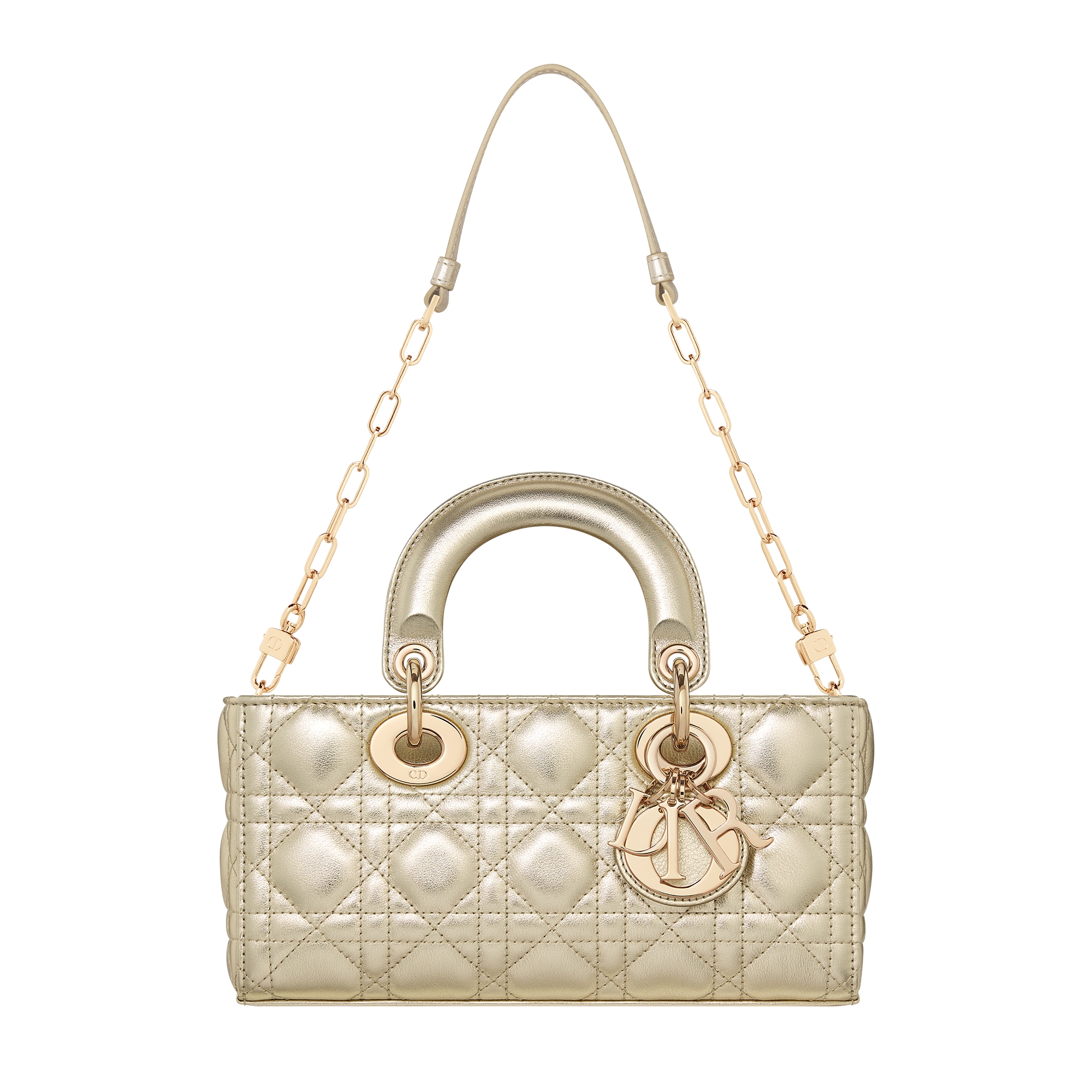 Small Lady D-Joy Bag Metallic Gold-Tone Cannage Calfskin E10