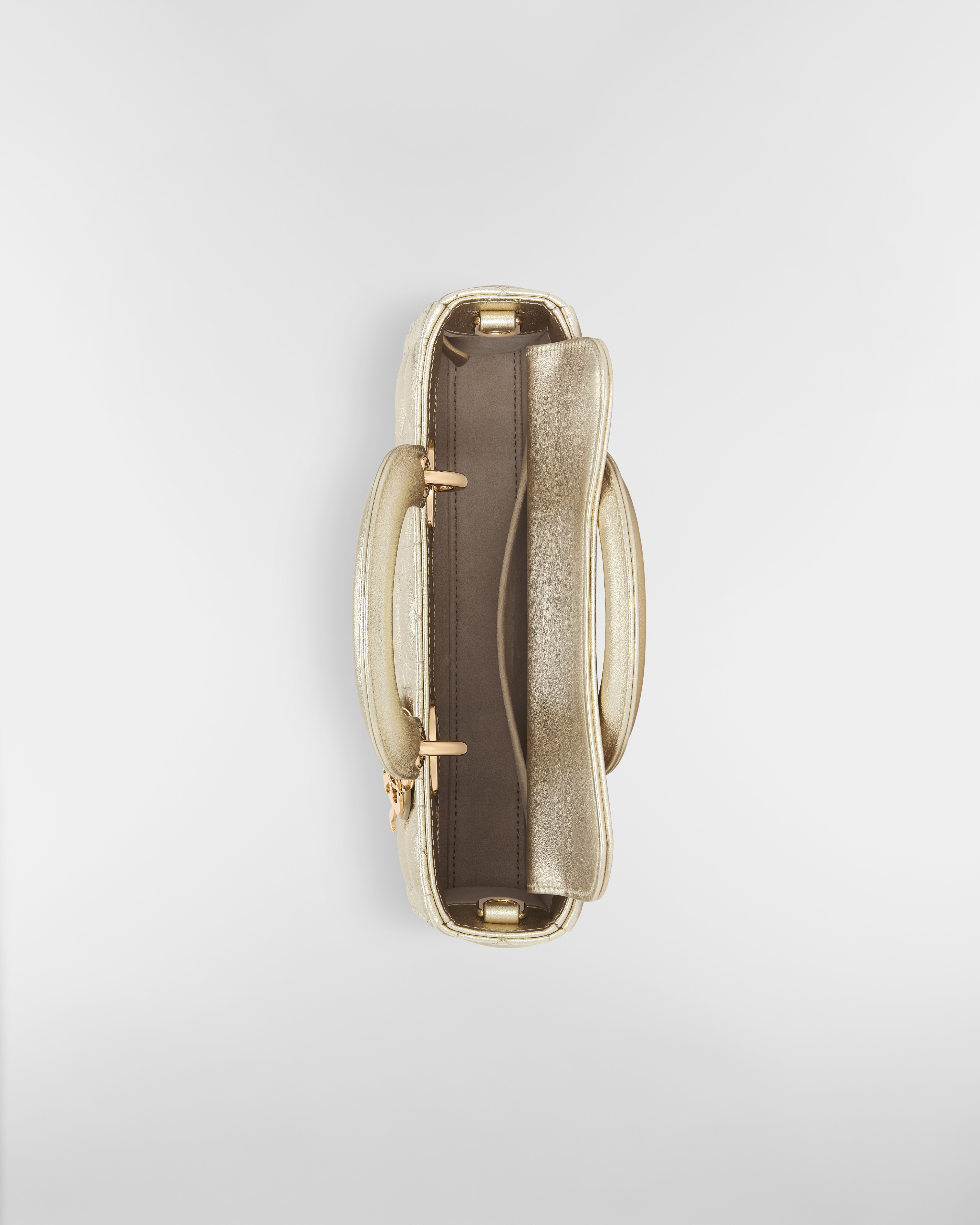 Small Lady D-Joy Bag Metallic Gold-Tone Cannage Calfskin E06