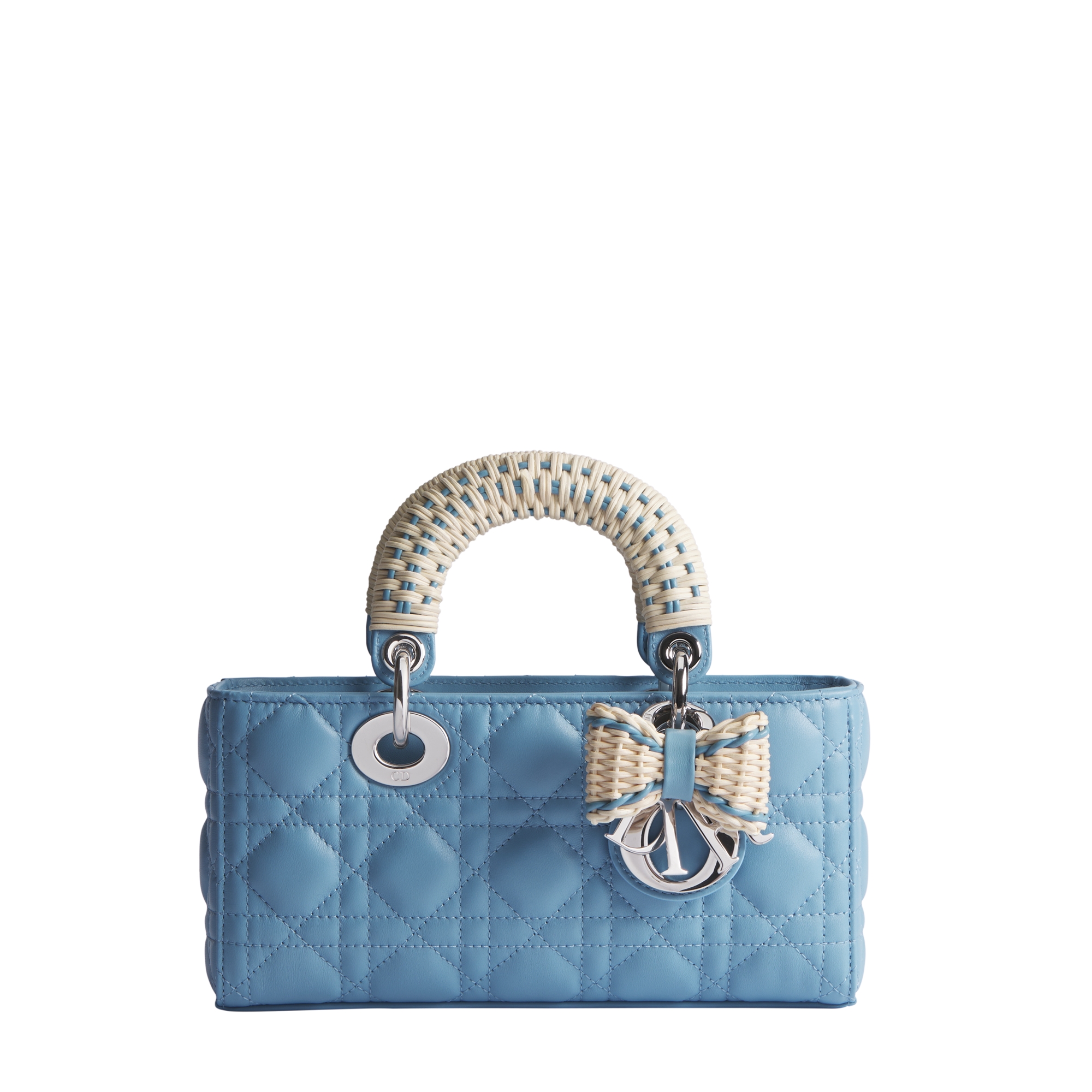 Dioriviera Small Lady D-Joy Bag Myosotis Blue Cannage Lambskin and