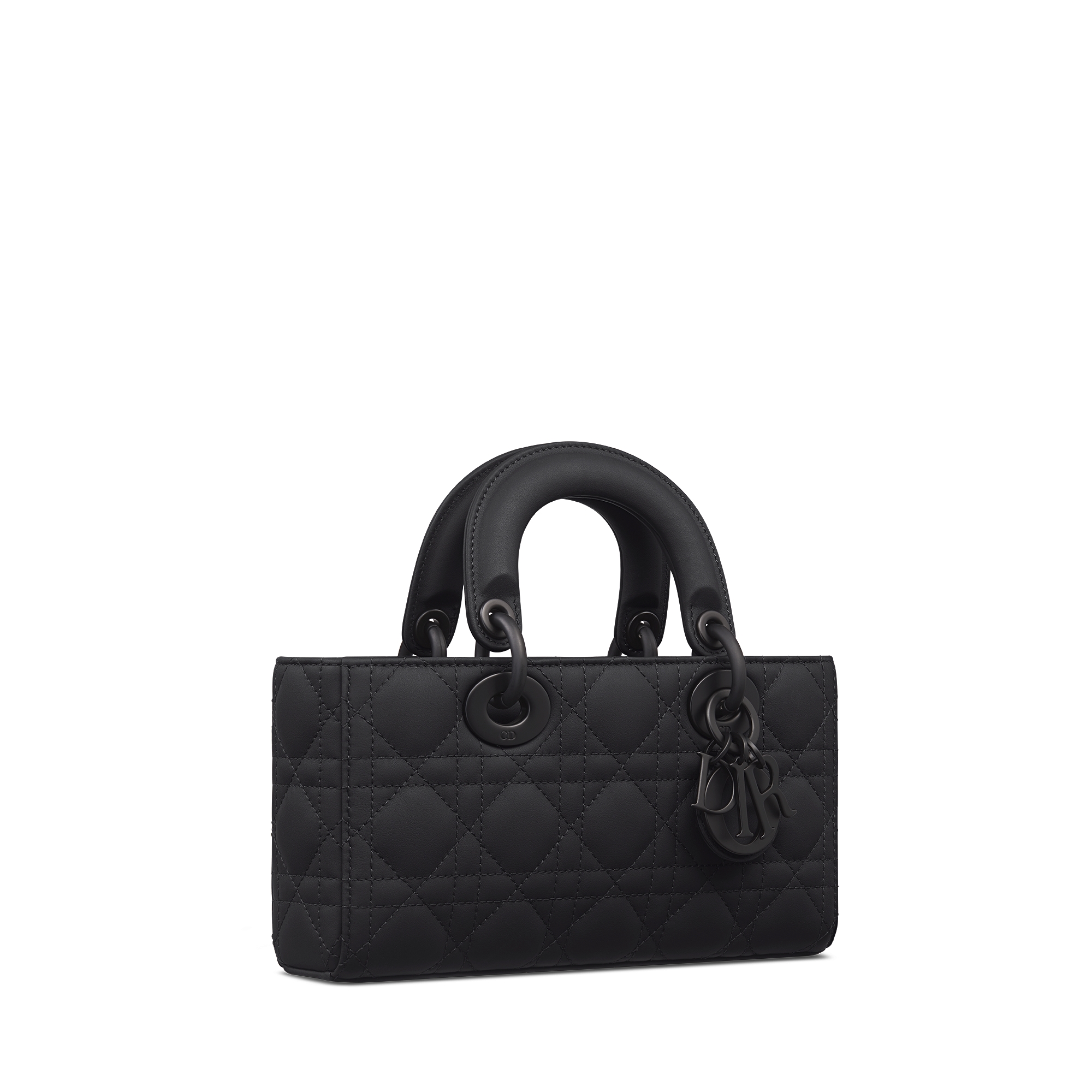 Small Lady D-Joy Bag Black Ultramatte Cannage Calfskin E03