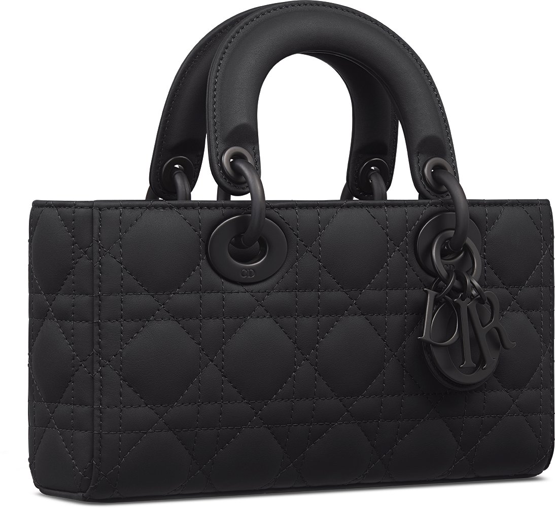 Small Lady D Joy Bag Ultramatte Black Cannage Calfskin DIOR