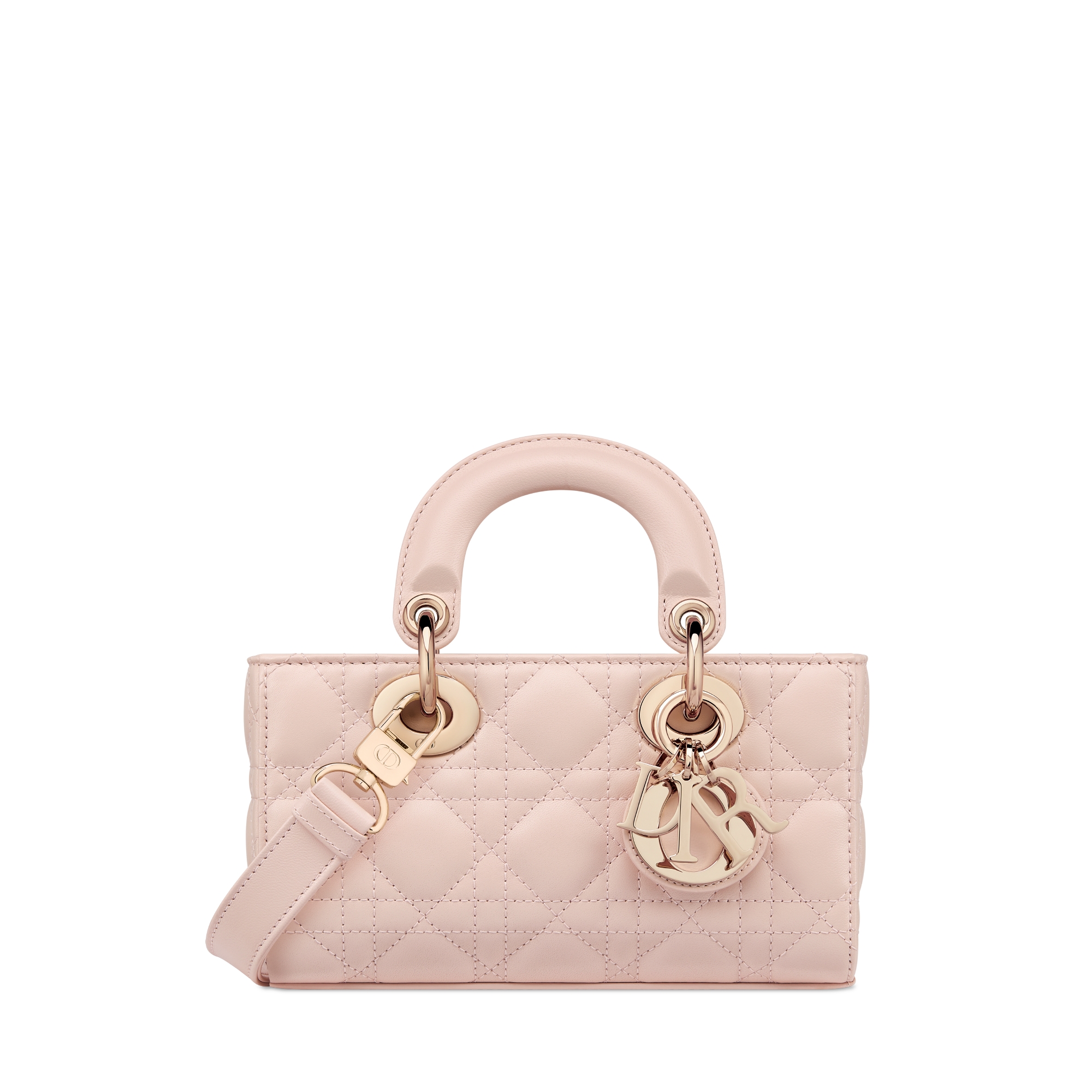 Mini Lady D-Joy Bag Powder Pink Cannage Lambskin E01
