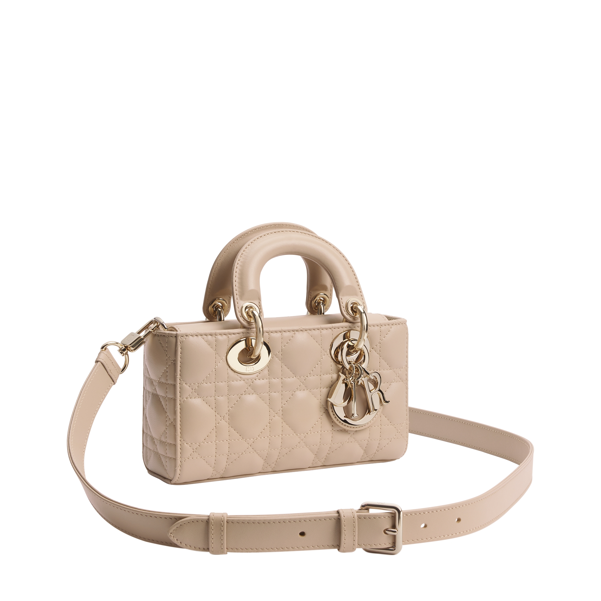 Mini Lady D-Joy Bag Powder Beige Cannage Lambskin E03