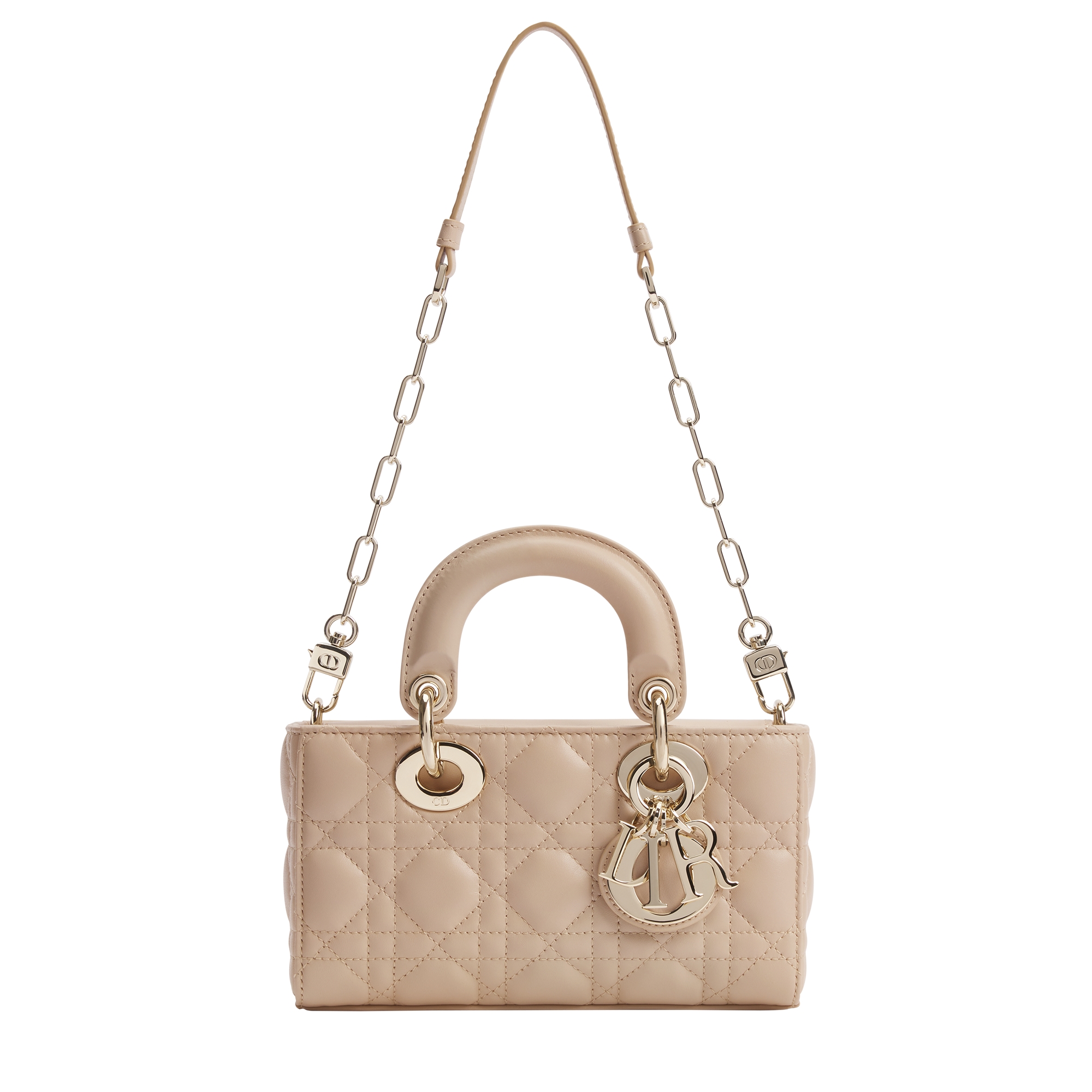 Mini Lady D-Joy Bag Powder Beige Cannage Lambskin E07