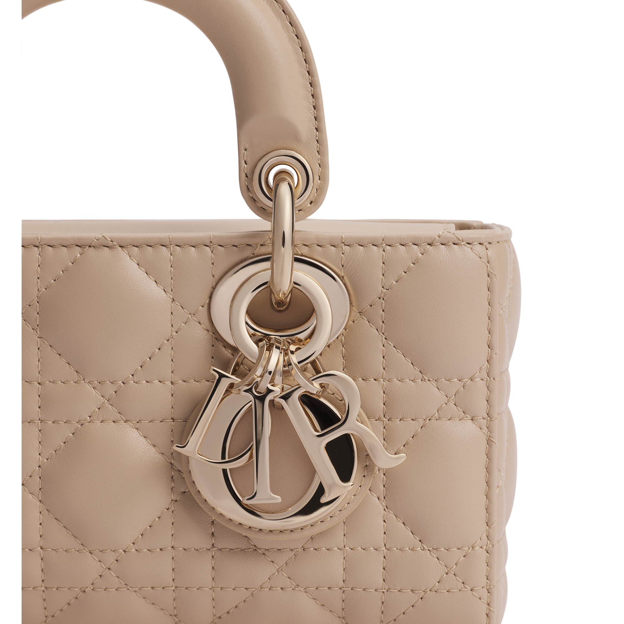 Mini Lady D-Joy Bag Powder Beige Cannage Lambskin E09