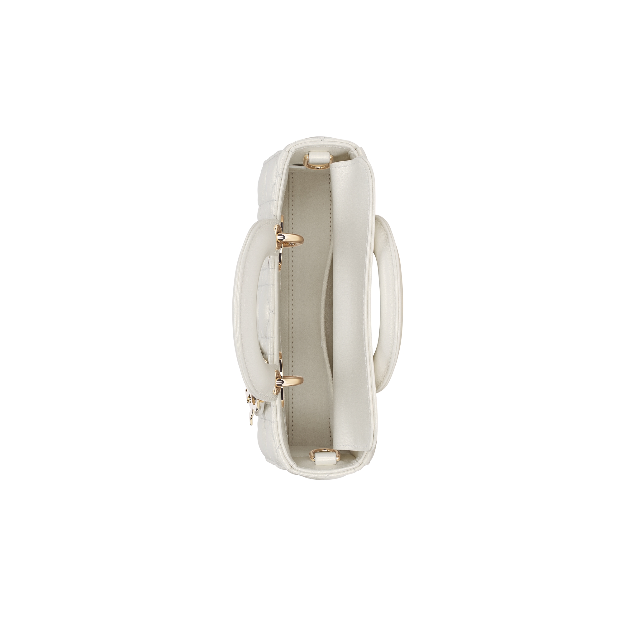 Mini Lady D-Joy Bag Pearlescent White Cannage Lambskin E06