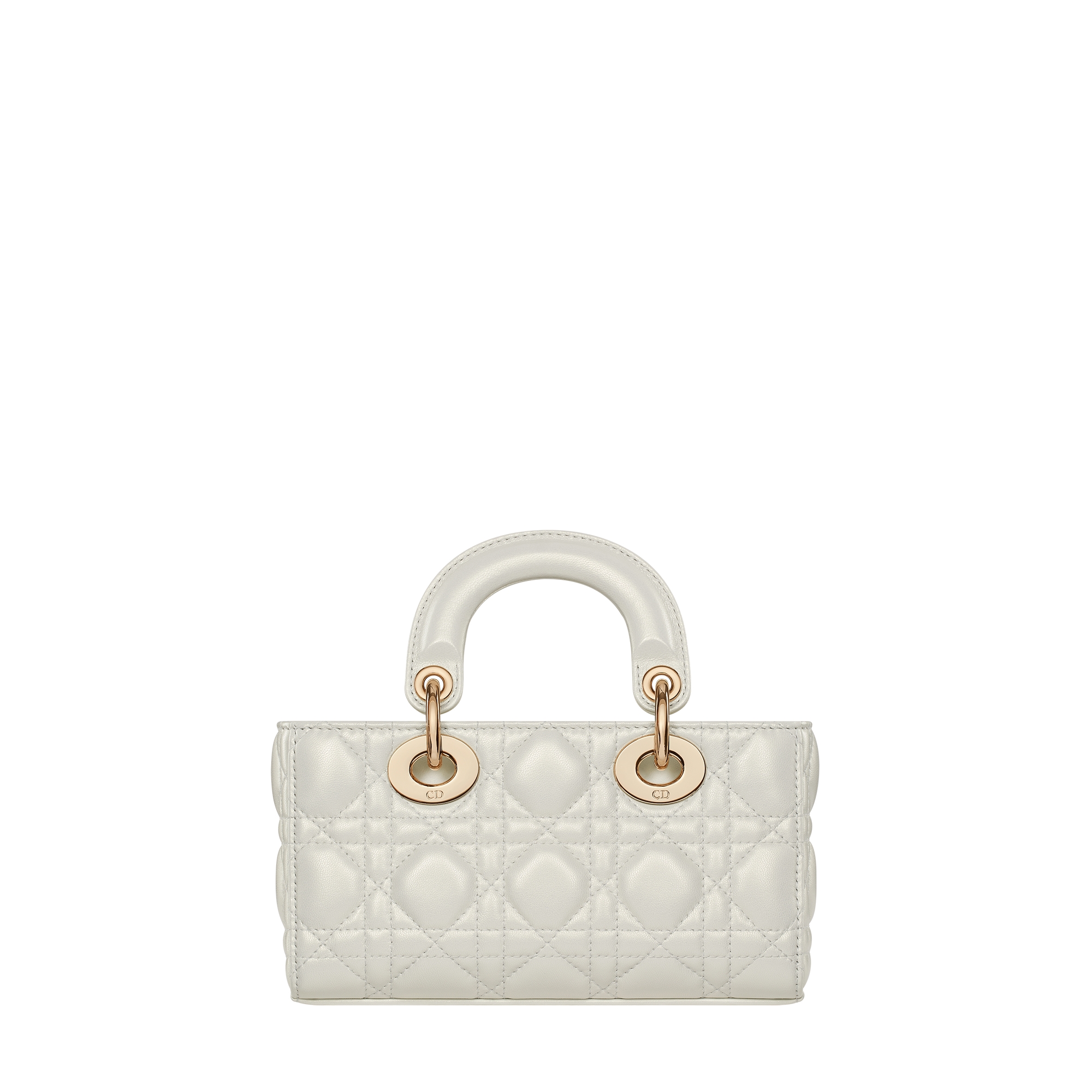 Mini Lady D-Joy Bag Pearlescent White Cannage Lambskin E08