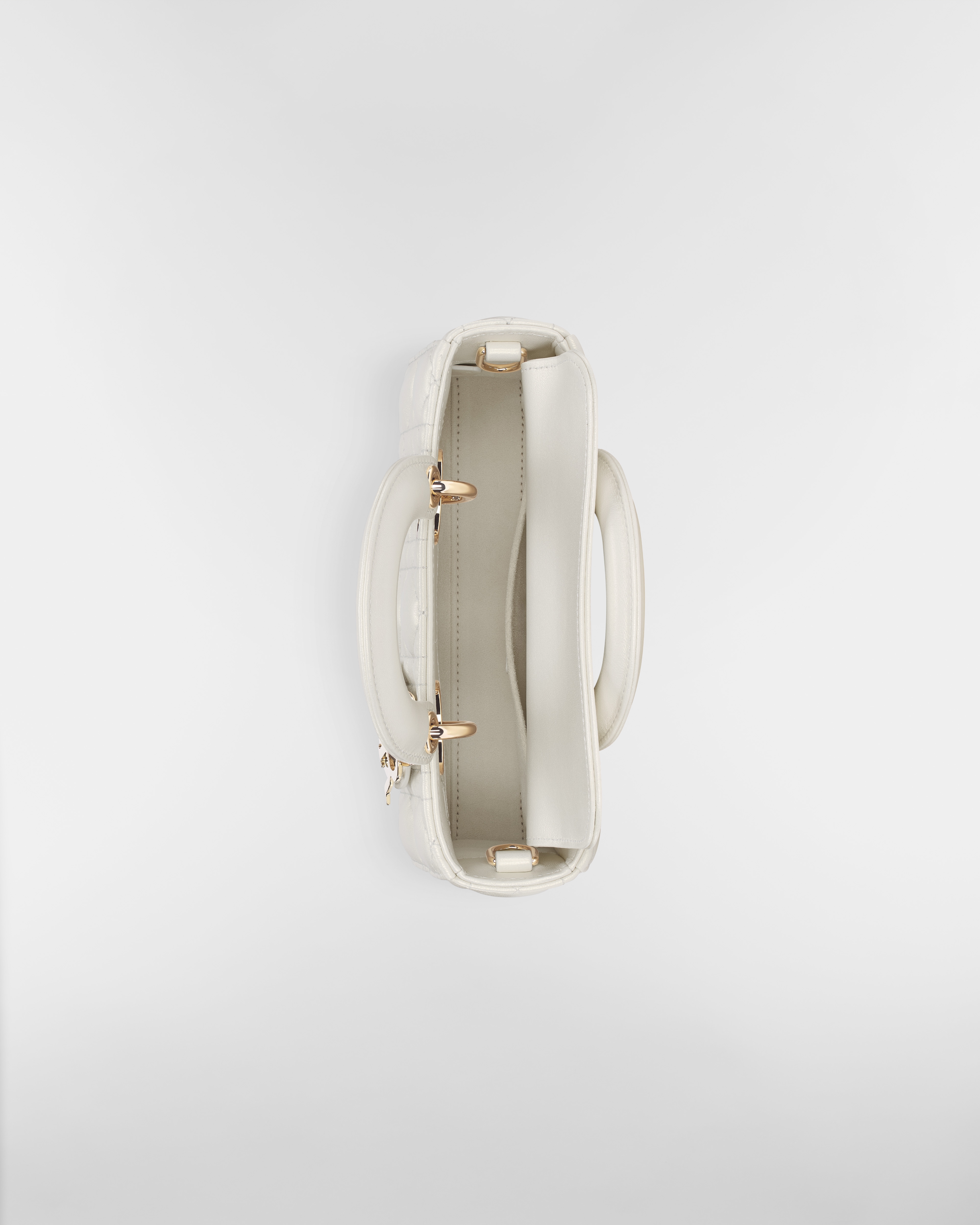 Mini Lady D-Joy Bag Pearlescent White Cannage Lambskin E06