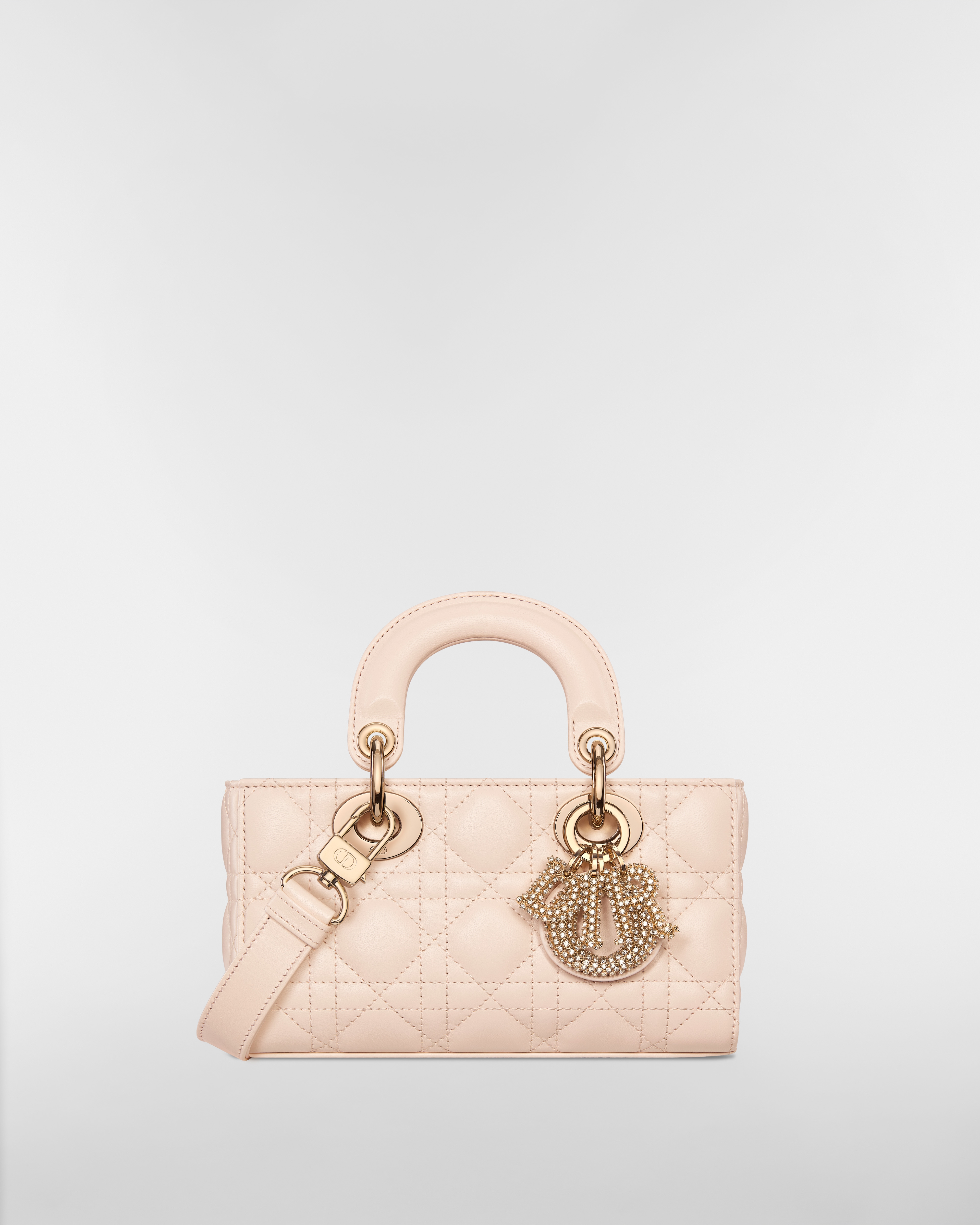 Lady D-Joy 迷你包 砂岩粉 Cannage 籐格紋羊皮 E01