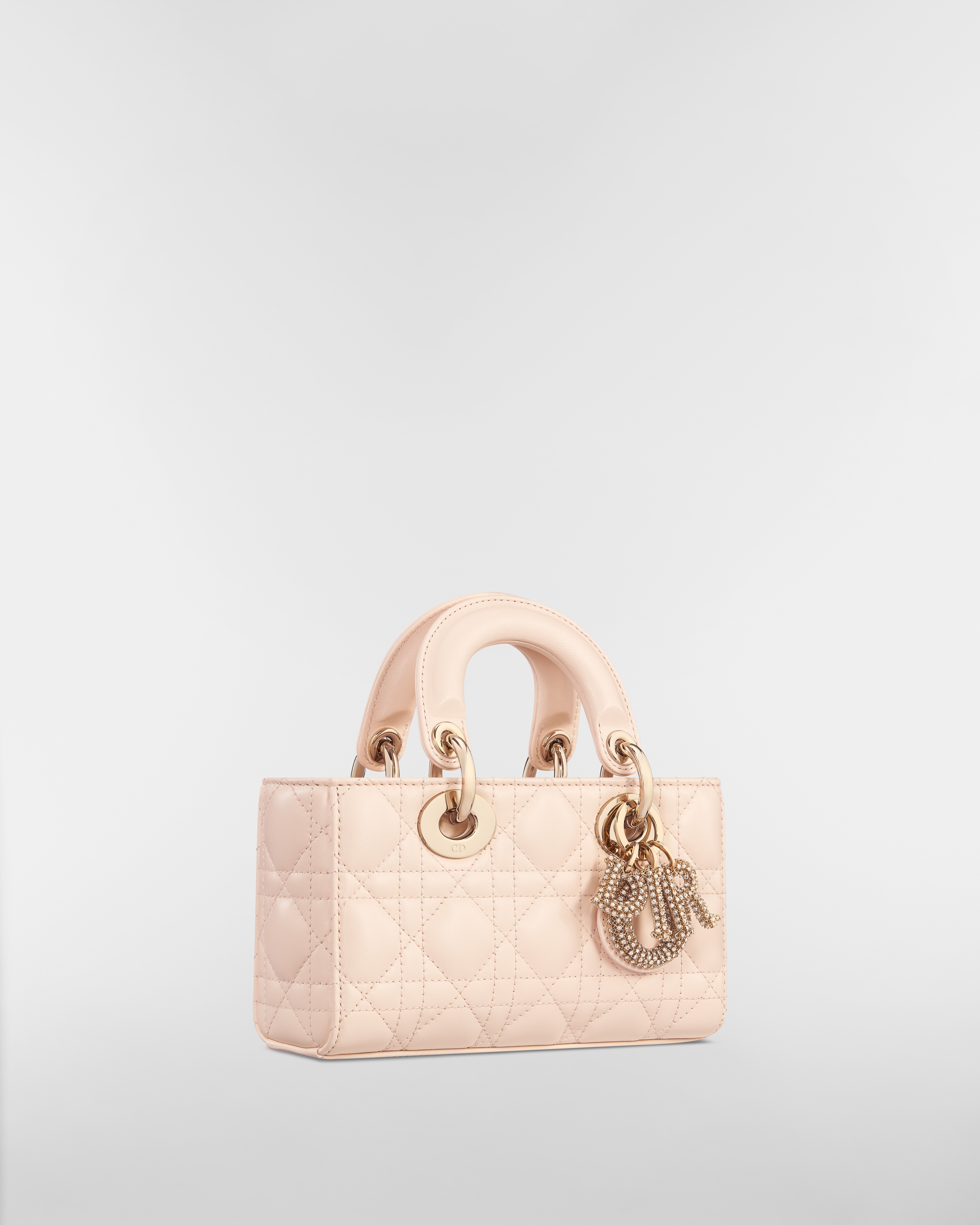 Lady D-Joy 迷你包 砂岩粉 Cannage 籐格紋羊皮 E03