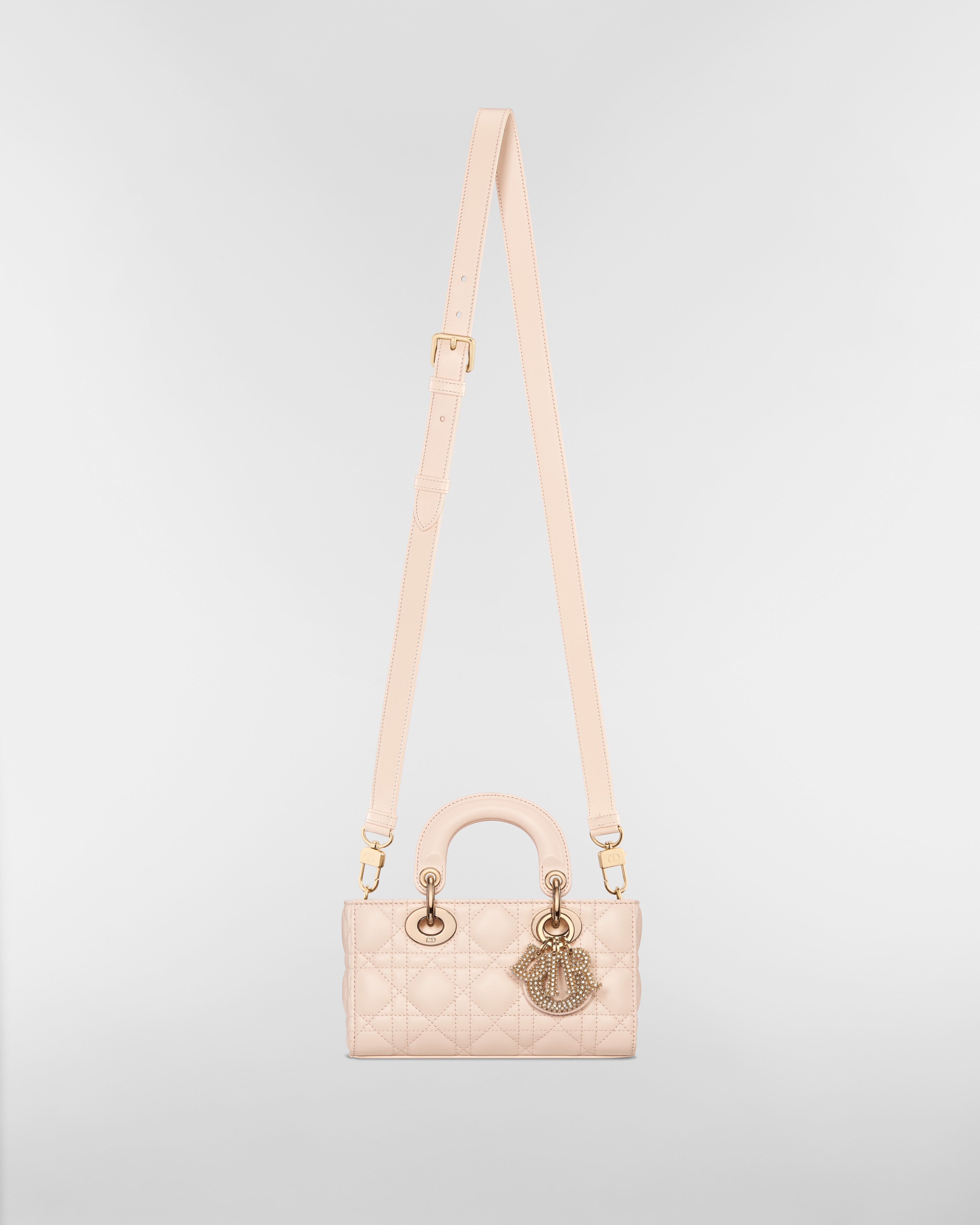 Lady D-Joy 迷你包 砂岩粉 Cannage 籐格紋羊皮 E07