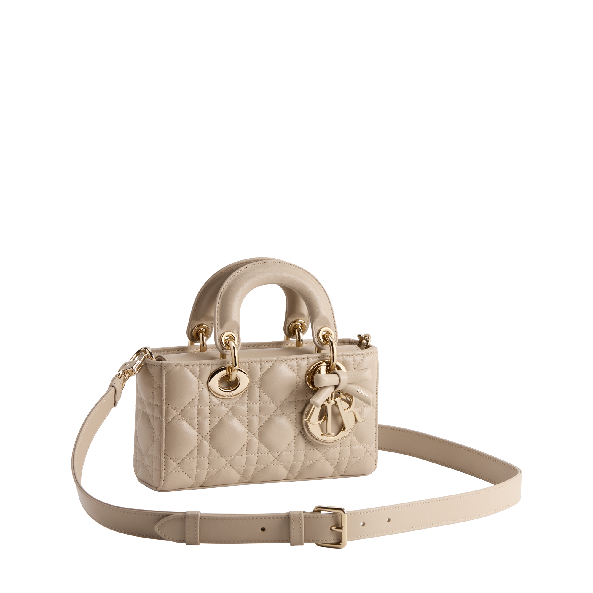 Mini Lady D-Joy Bag Powder Beige Cannage Lambskin E03