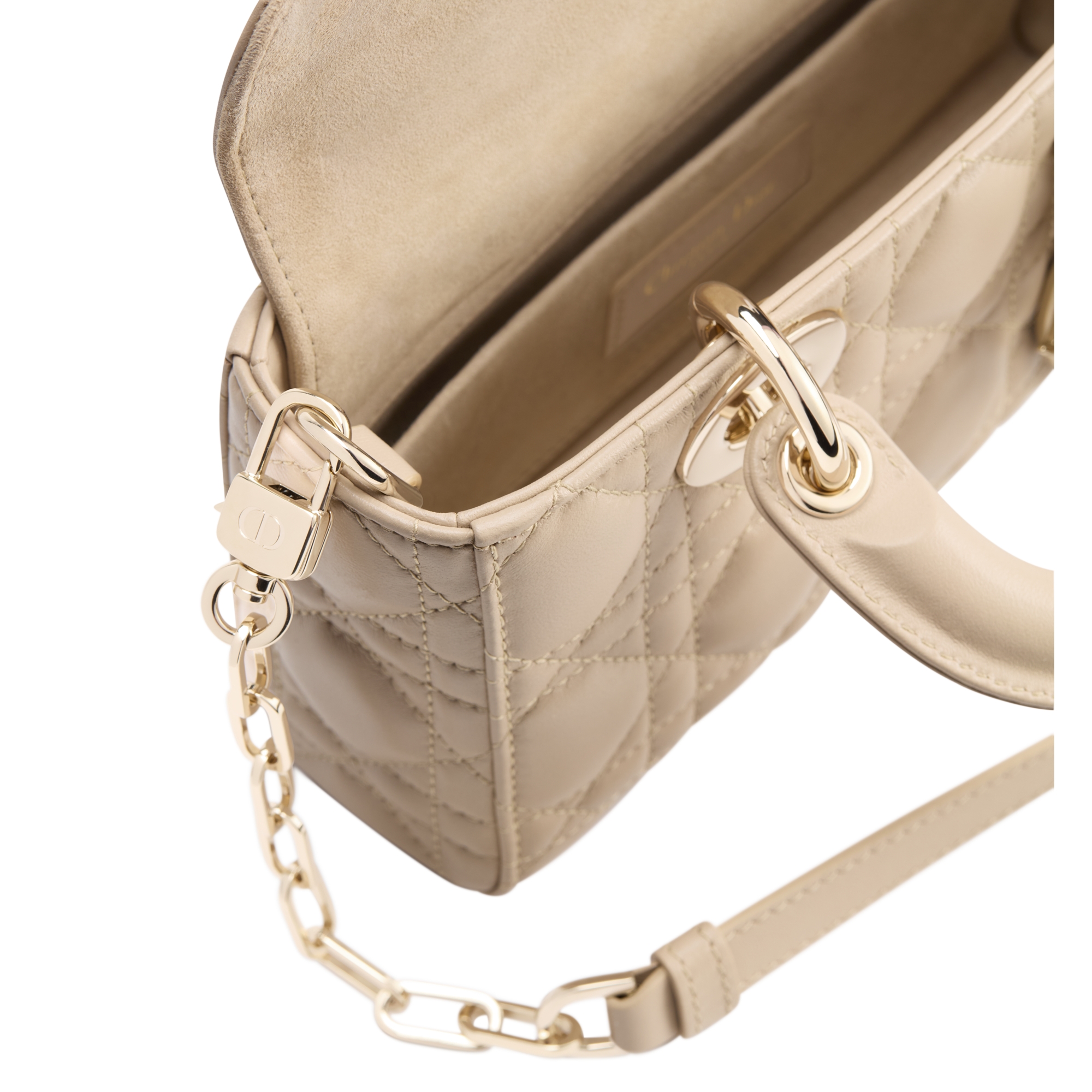 Mini Lady D-Joy Bag Powder Beige Cannage Lambskin E06