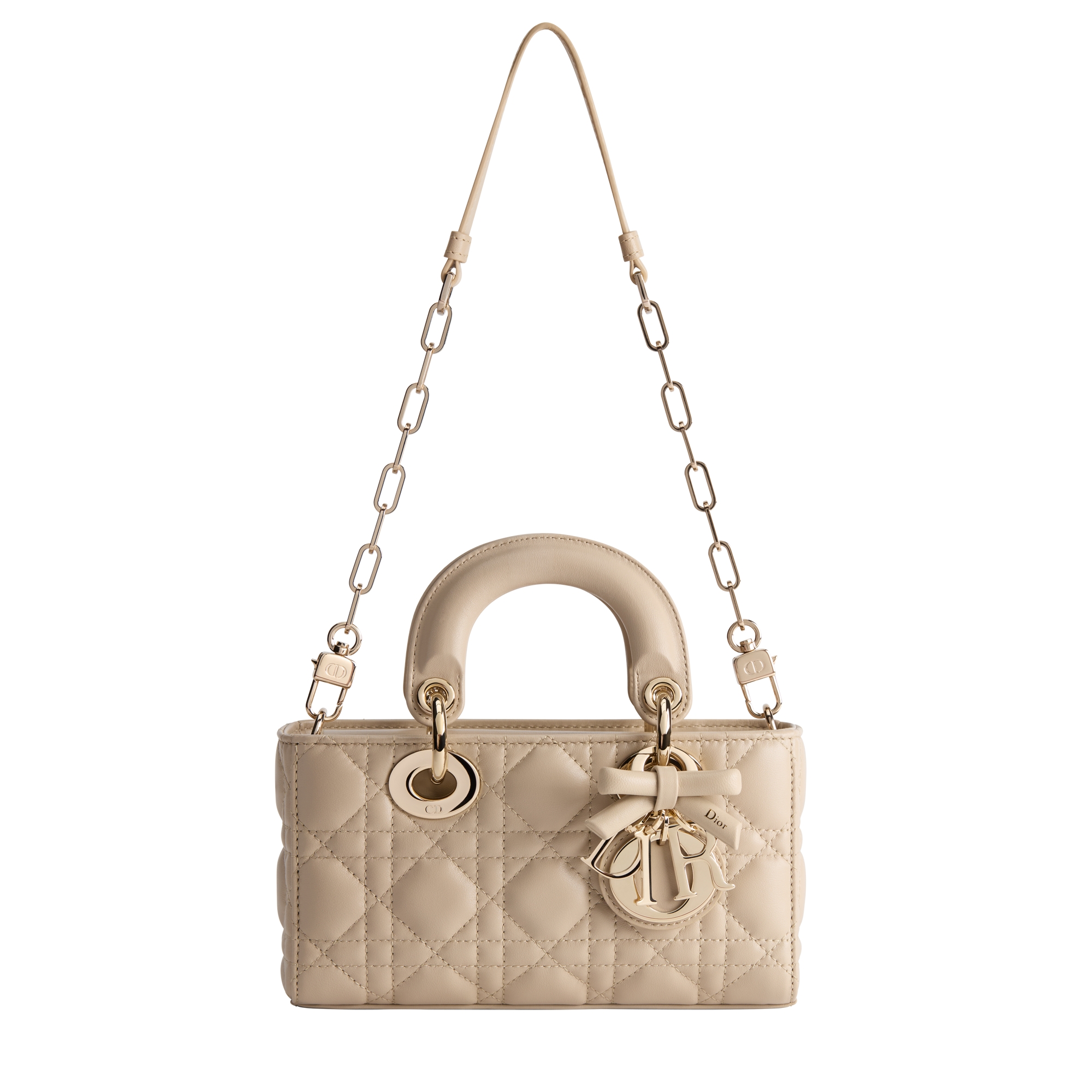 Mini Lady D-Joy Bag Powder Beige Cannage Lambskin E07