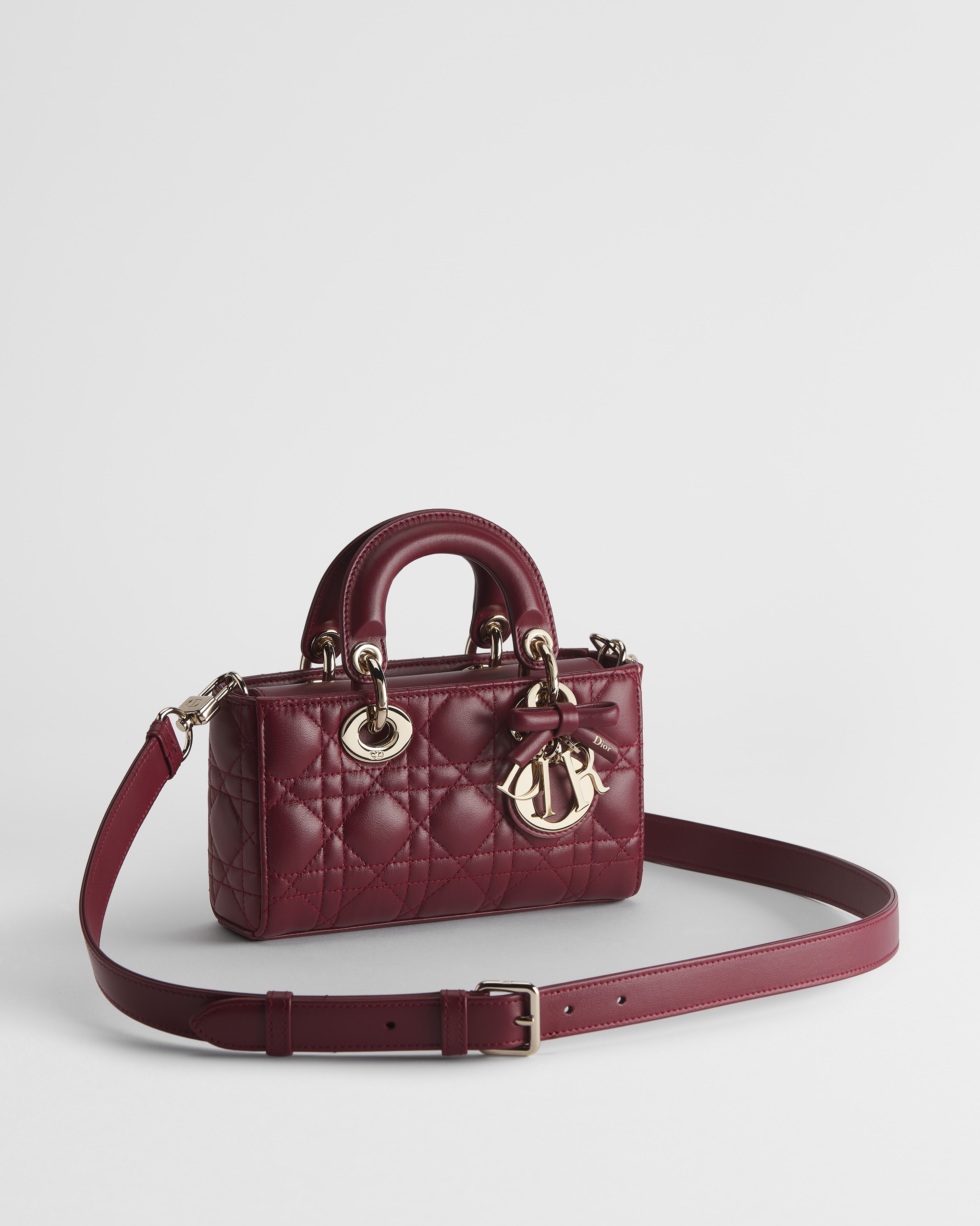 Dior Or Mini Lady D-Joy Bag Rouge Hermitage Cannage Lambskin E03