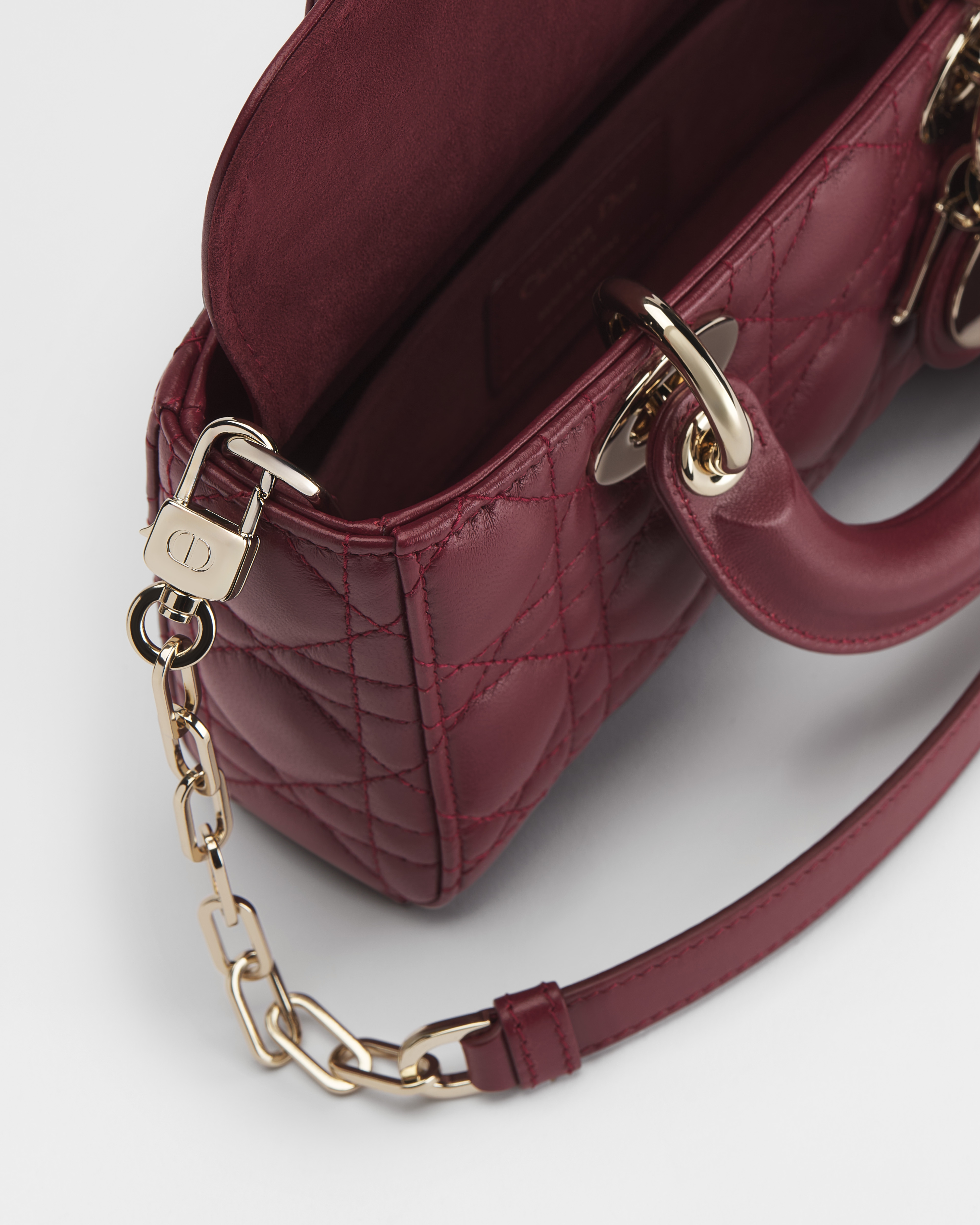 Dior Or Mini Lady D-Joy Bag Rouge Hermitage Cannage Lambskin E06