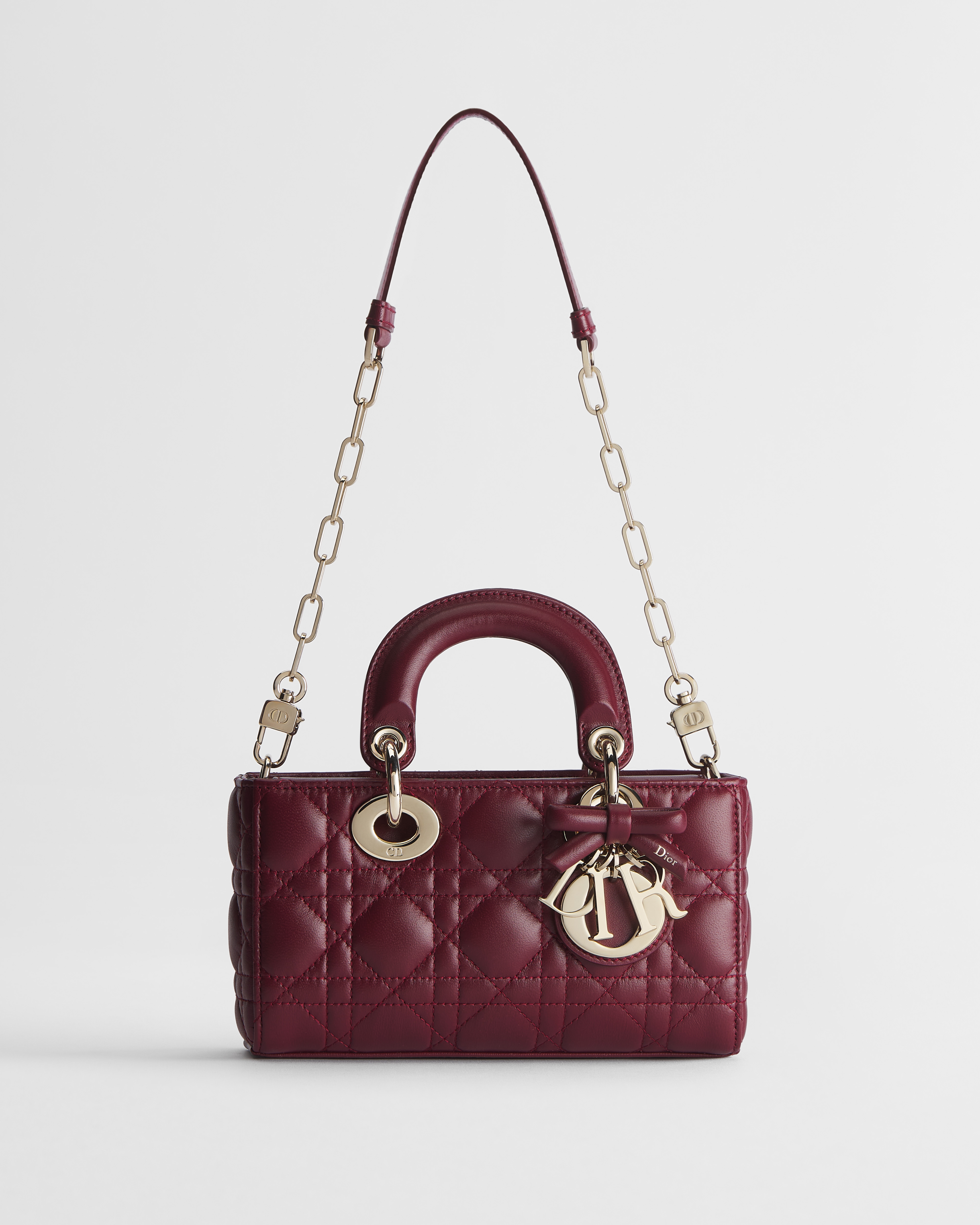 Dior Or Mini Lady D-Joy Bag Rouge Hermitage Cannage Lambskin E07